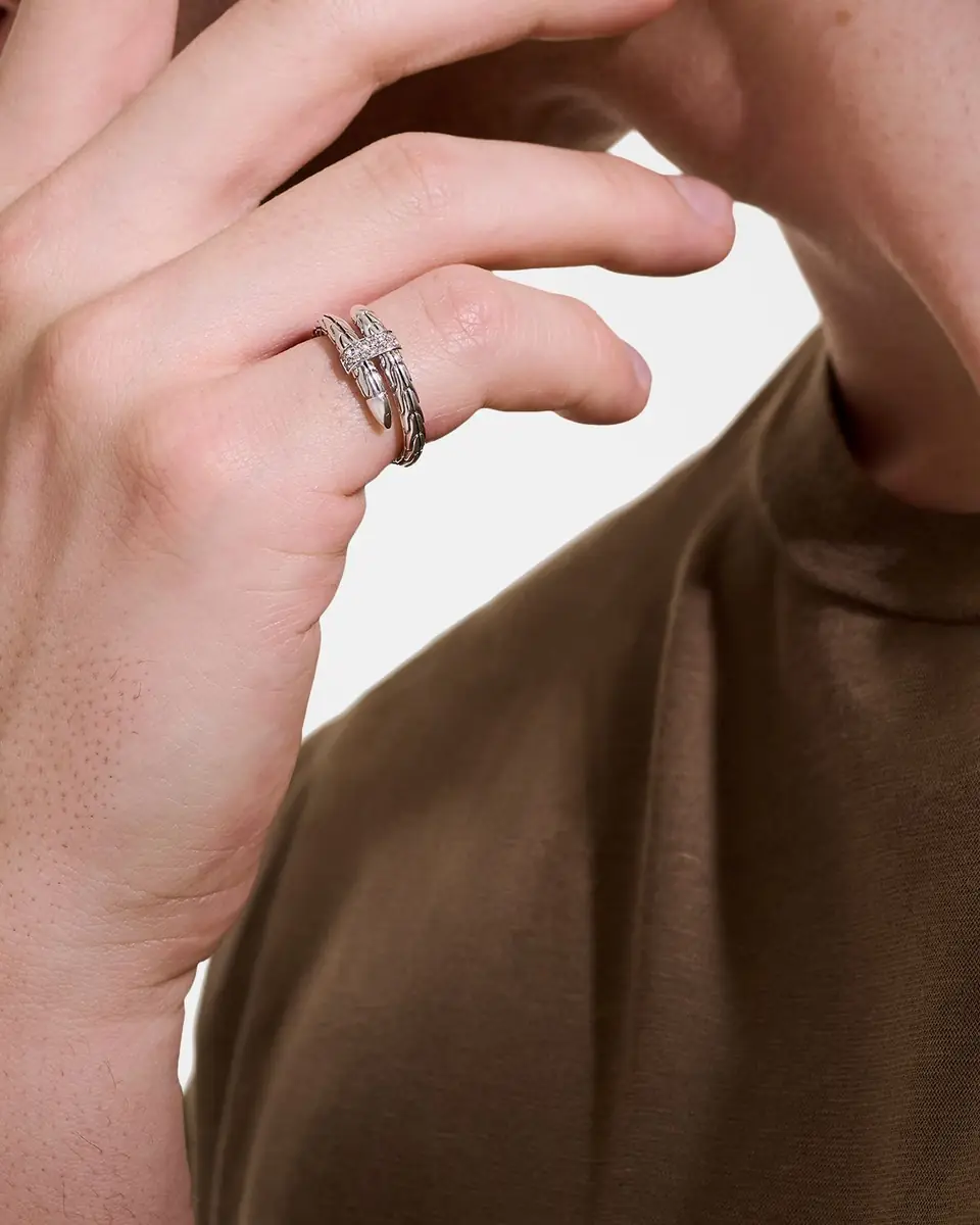 John Hardy Sterling Silver Diamond Pave Spear Ring | Thumbnail 3 John Hardy Sterling Silver Diamond Pave Spear Ring | Thumbnail 3