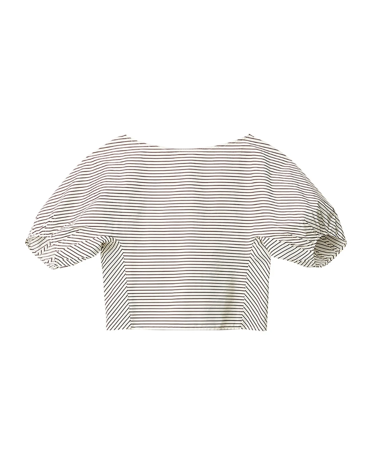 Staud Didi Striped Puff-Sleeve Top