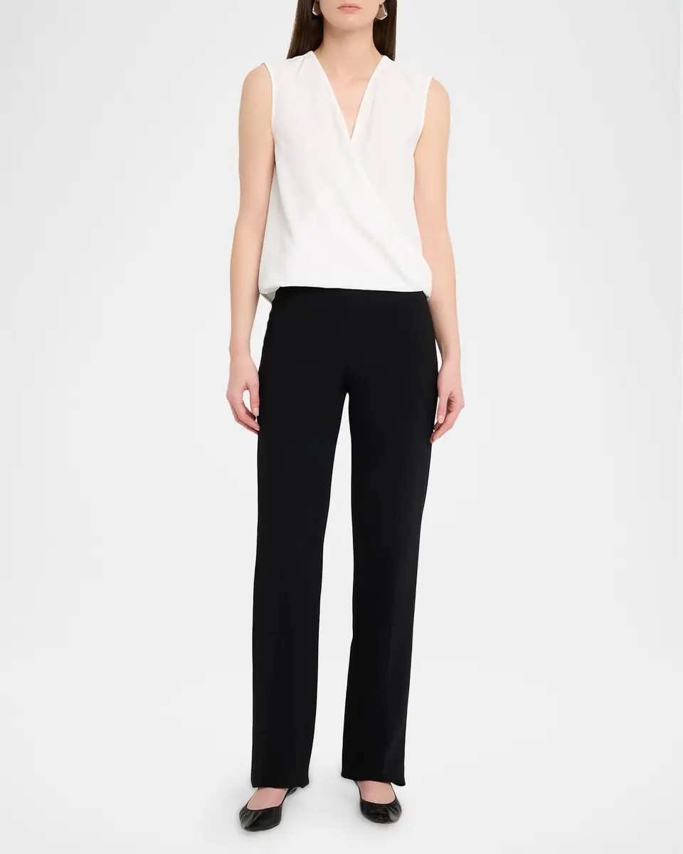 Emporio Armani Sleeveless Faux-Wrap Crepe Shell | Thumbnail 2 Emporio Armani Sleeveless Faux-Wrap Crepe Shell | Thumbnail 2