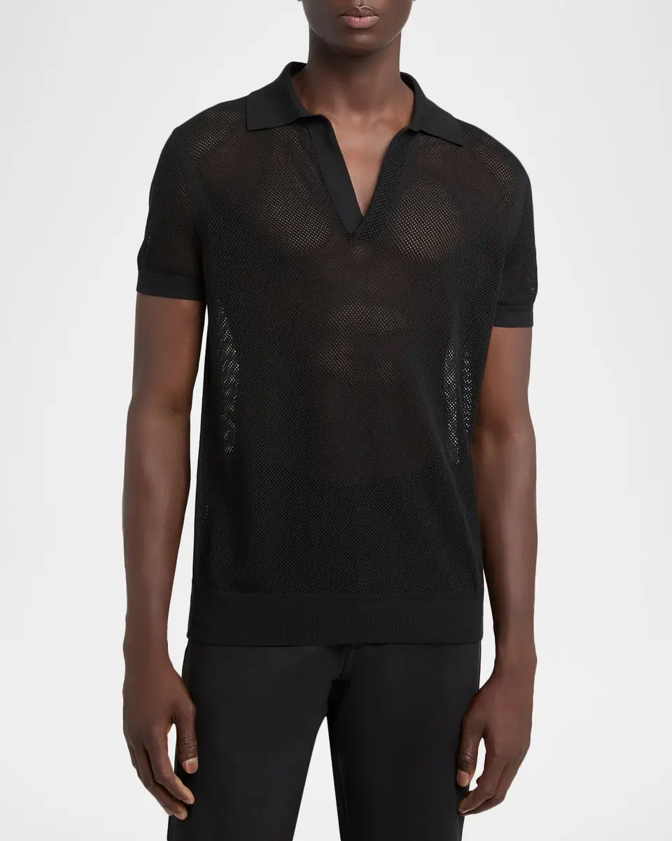 TOM FORD Men's Cotton Silk Mesh Polo | Thumbnail 3