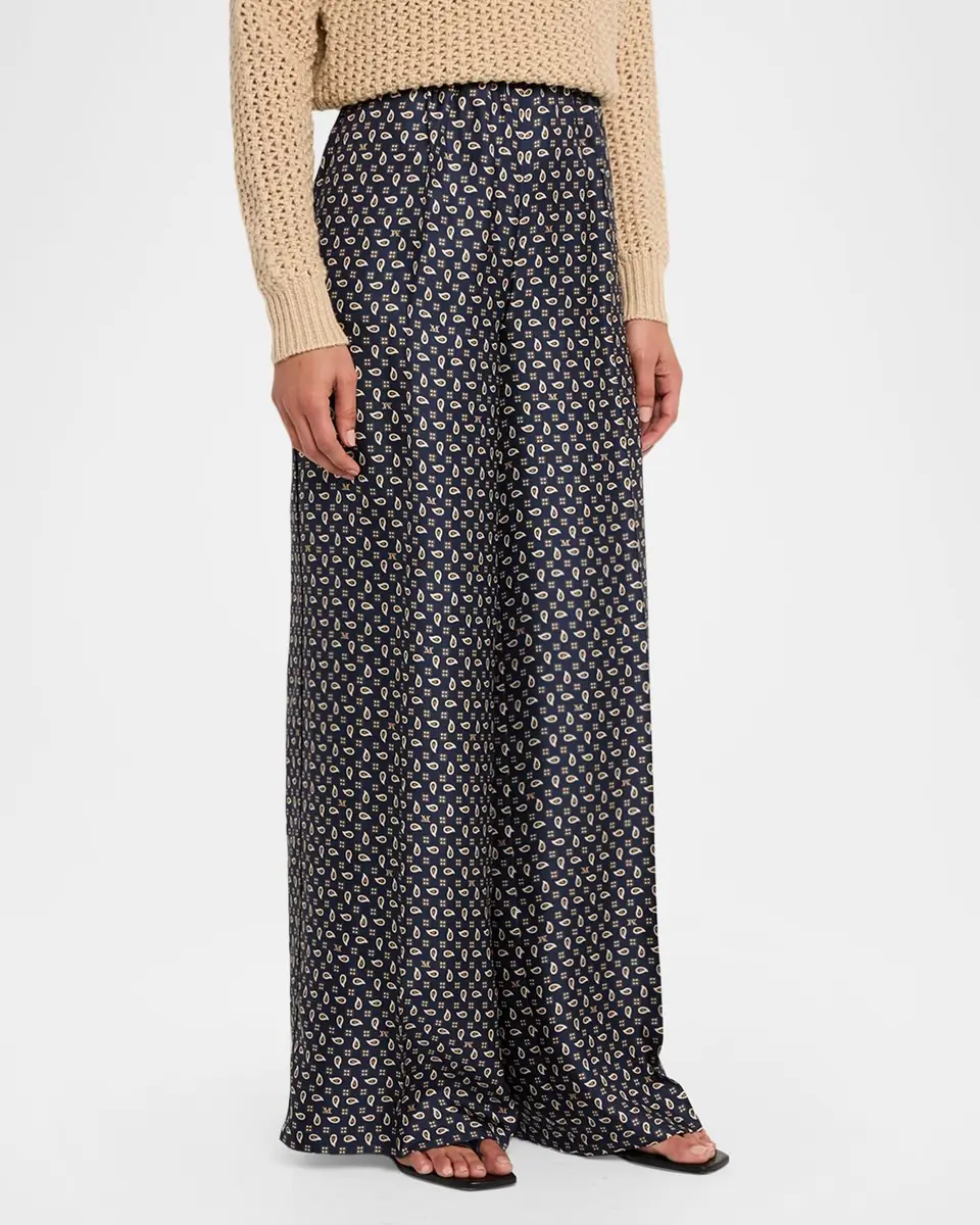 Max Mara Printed Wide-Leg Silk Trousers | Thumbnail 3