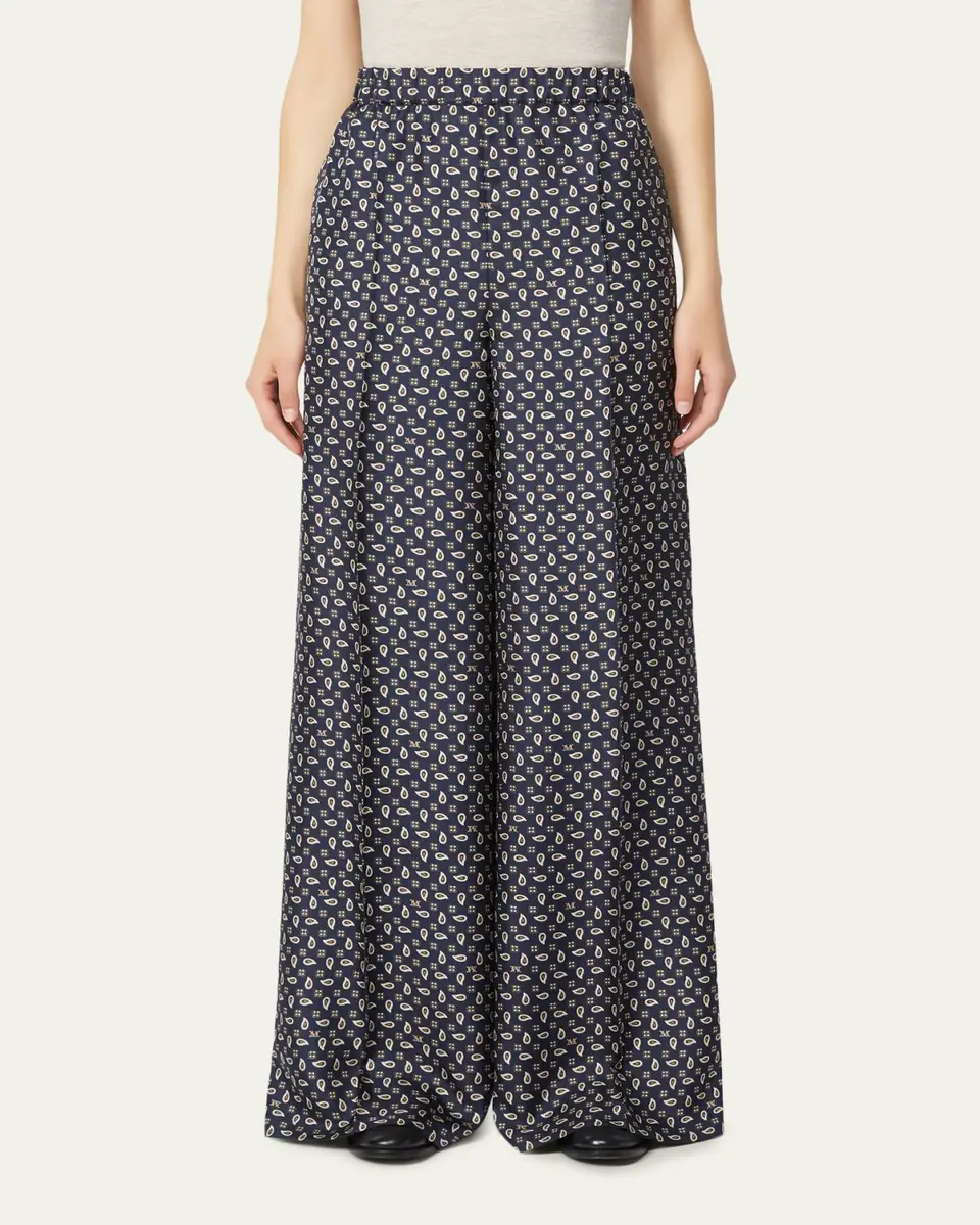 Max Mara Printed Wide-Leg Silk Trousers | Thumbnail 8
