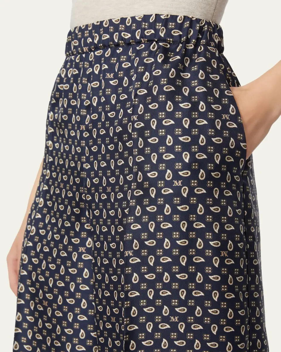 Max Mara Printed Wide-Leg Silk Trousers | Thumbnail 9