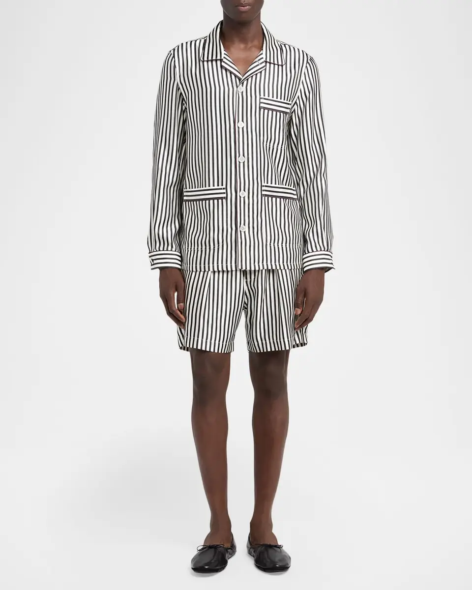 Tom Ford Men's Fluid Striped Silk Lounge Shorts | Thumbnail 2 Tom Ford Men's Fluid Striped Silk Lounge Shorts | Thumbnail 2