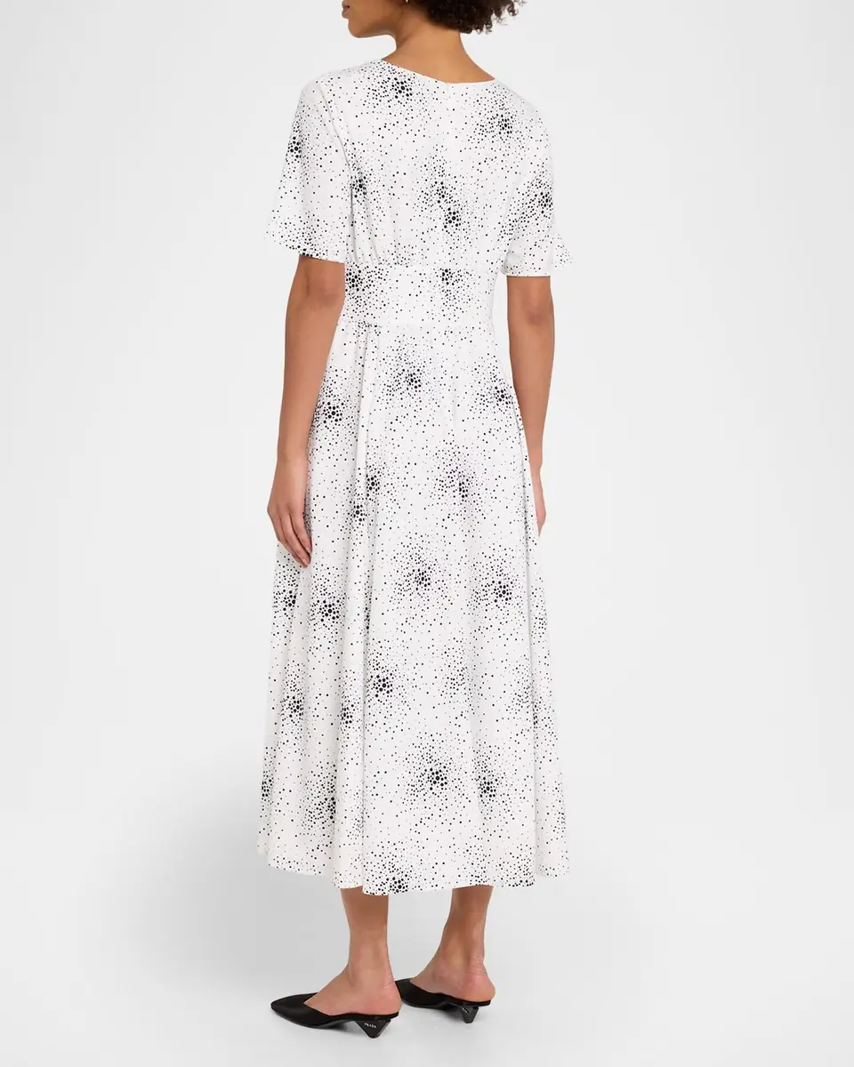 Emporio Armani Dotted Flutter-Sleeve Midi Dress | Thumbnail 3 Emporio Armani Dotted Flutter-Sleeve Midi Dress | Thumbnail 3