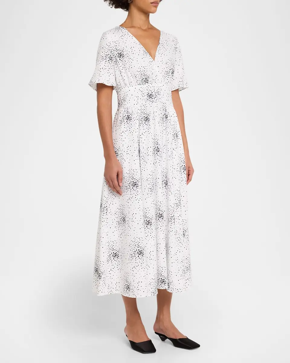 Emporio Armani Dotted Flutter-Sleeve Midi Dress | Thumbnail 4 Emporio Armani Dotted Flutter-Sleeve Midi Dress | Thumbnail 4