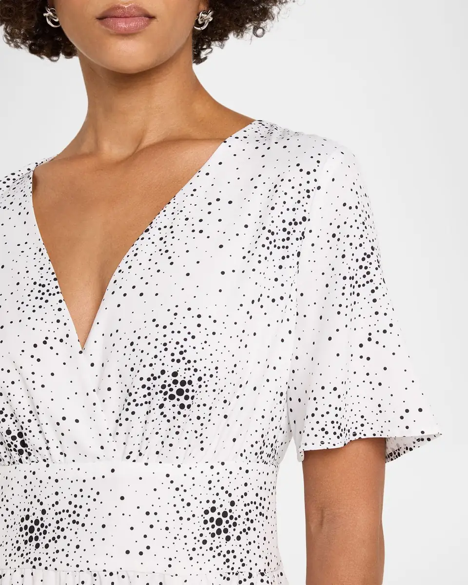 Emporio Armani Dotted Flutter-Sleeve Midi Dress | Thumbnail 5 Emporio Armani Dotted Flutter-Sleeve Midi Dress | Thumbnail 5