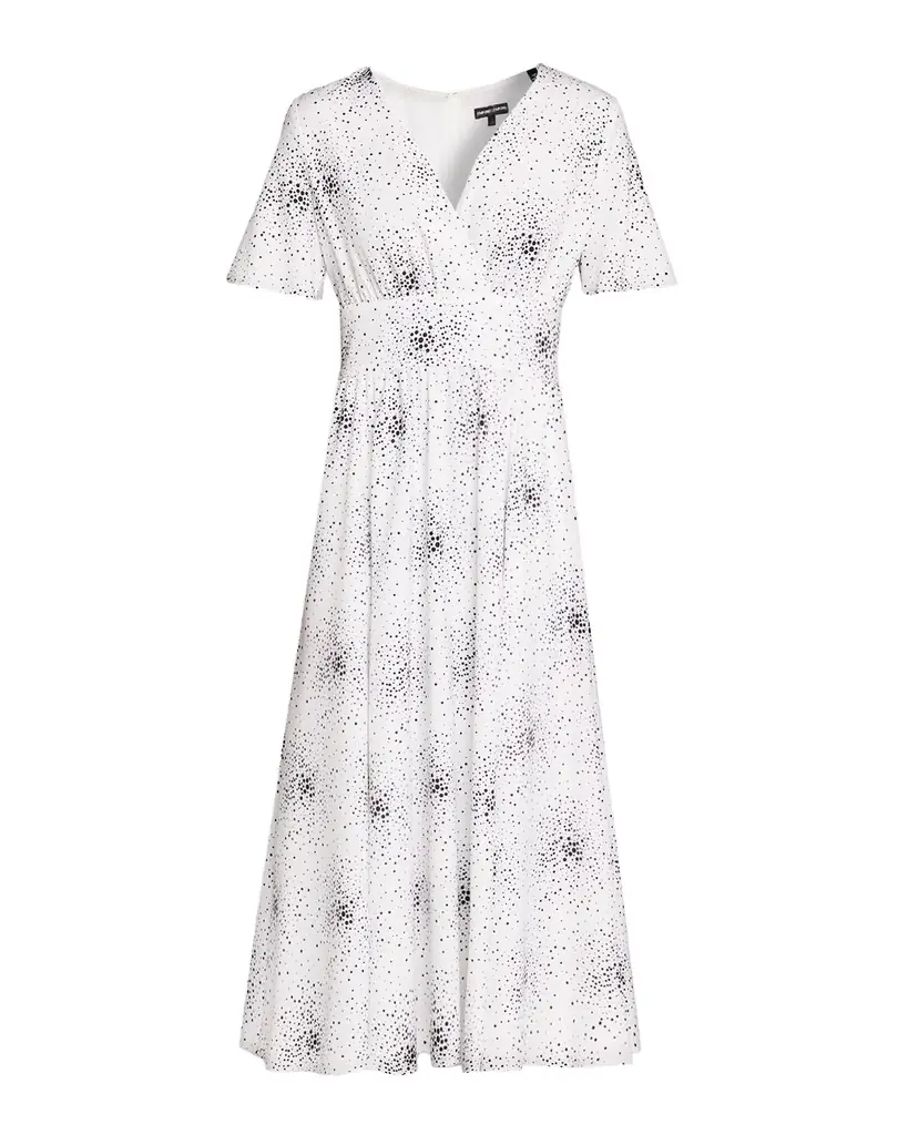 Dotted Flutter-Sleeve Midi Dress Dotted Flutter-Sleeve Midi Dress