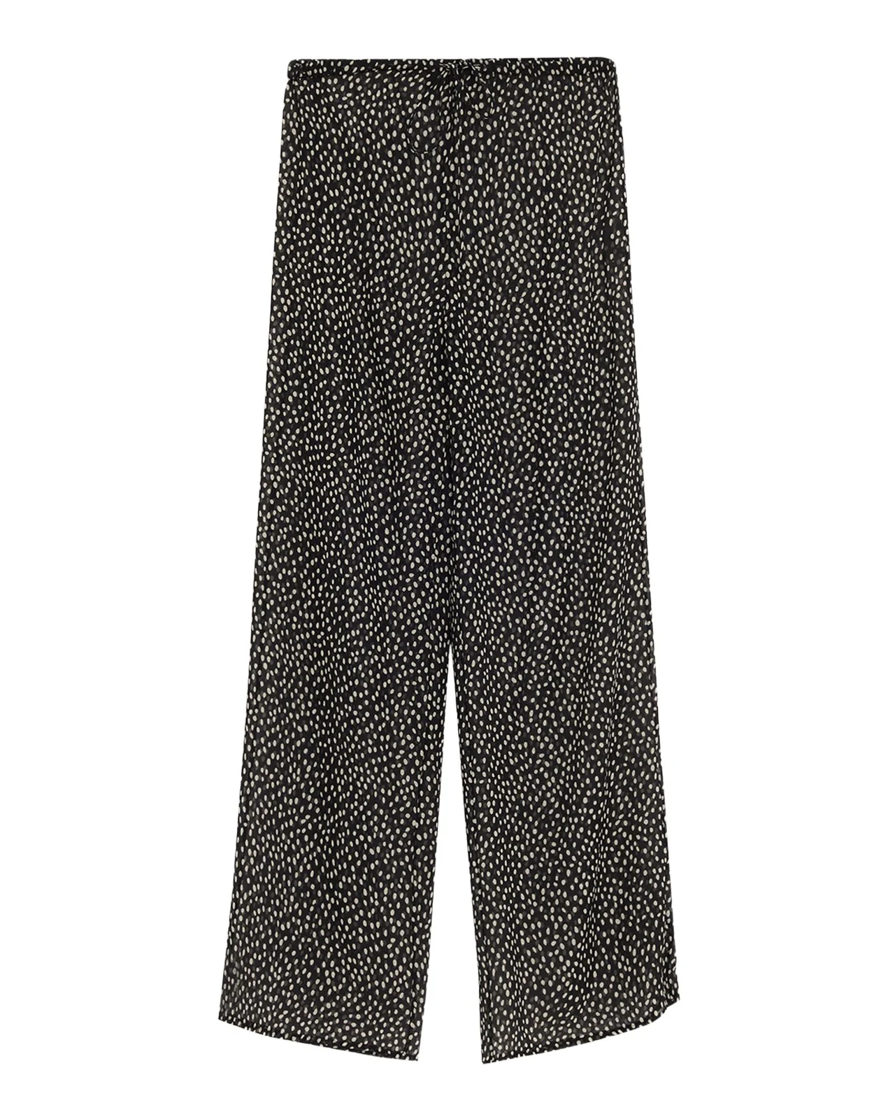 Nili Lotan Clea Spotted Silk Straight-Leg Pull-On Pants