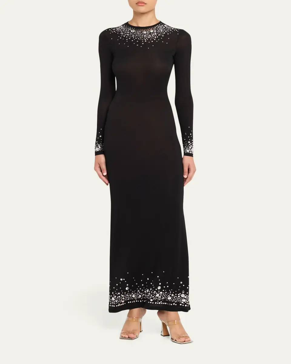 Rabanne Degrade Hotfix Jersey Long-Sleeve Maxi Dress | Thumbnail 6 Rabanne Degrade Hotfix Jersey Long-Sleeve Maxi Dress | Thumbnail 6