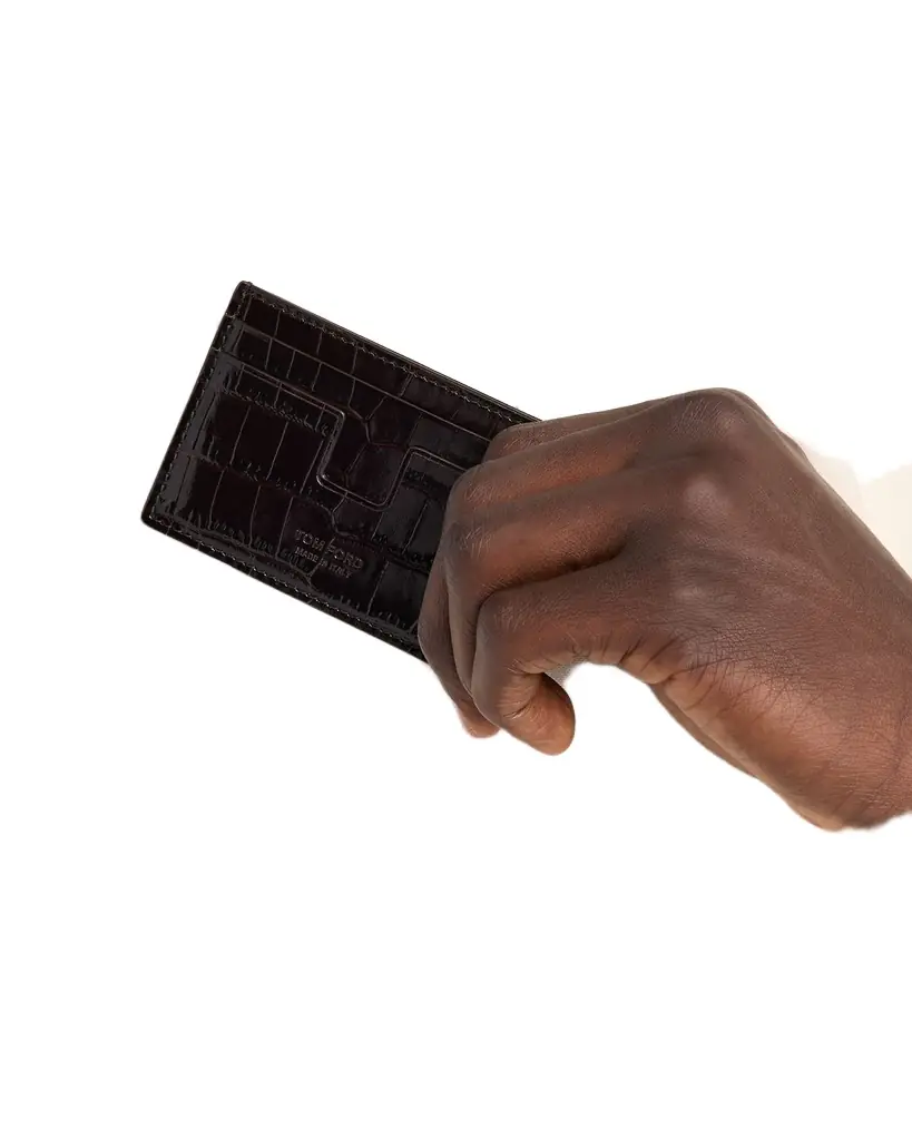TOM FORD Men's Croc-Embossed Leather Card Holder | Image 1 TOM FORD Men's Croc-Embossed Leather Card Holder | Image 1