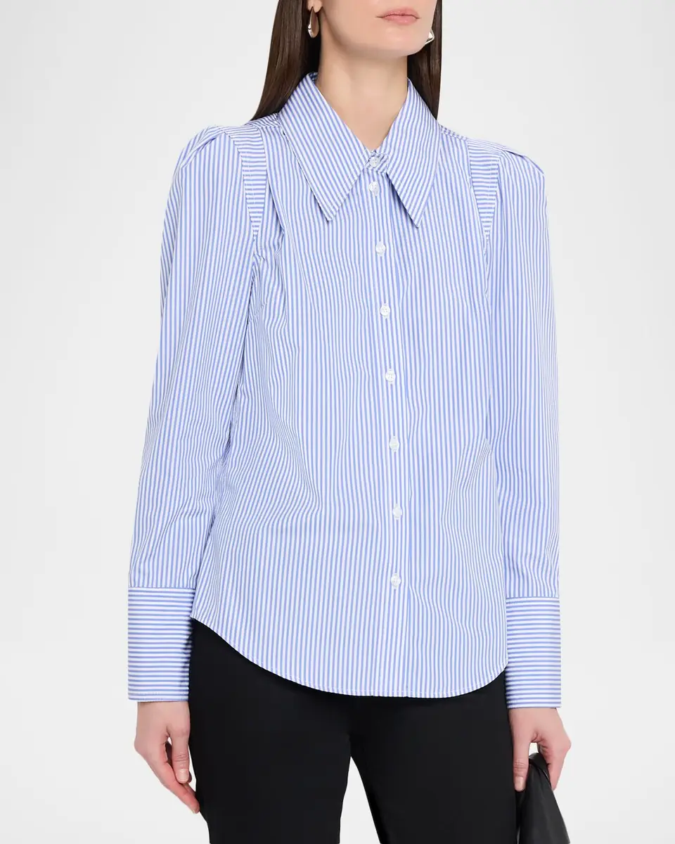 SMYTHE Striped Box Pleat Shirt | Thumbnail 4 SMYTHE Striped Box Pleat Shirt | Thumbnail 4