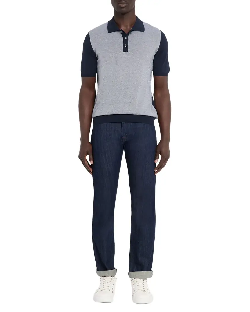 Kiton Men's Cotton Textured-Front Knit Polo Sweater | Image 1 Kiton Men's Cotton Textured-Front Knit Polo Sweater | Image 1