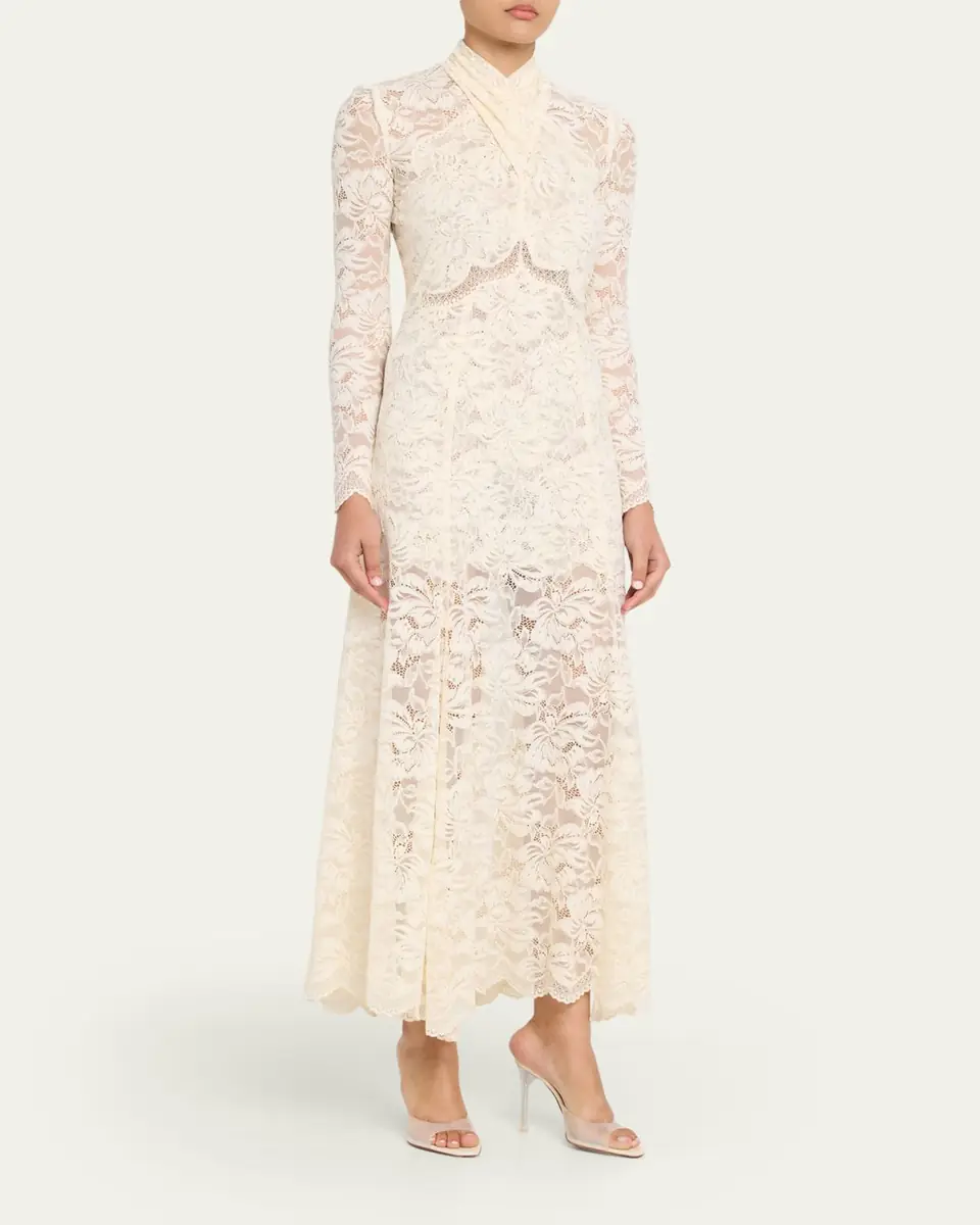 Rabanne Layered Lace Maxi Dress | Thumbnail 8