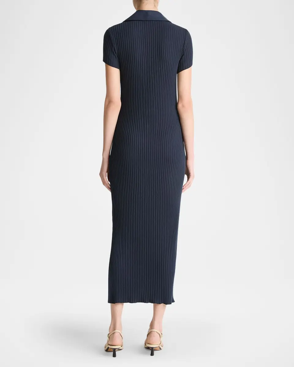 Vince Ribbed Short-Sleeve Polo Dress | Thumbnail 3 Vince Ribbed Short-Sleeve Polo Dress | Thumbnail 3