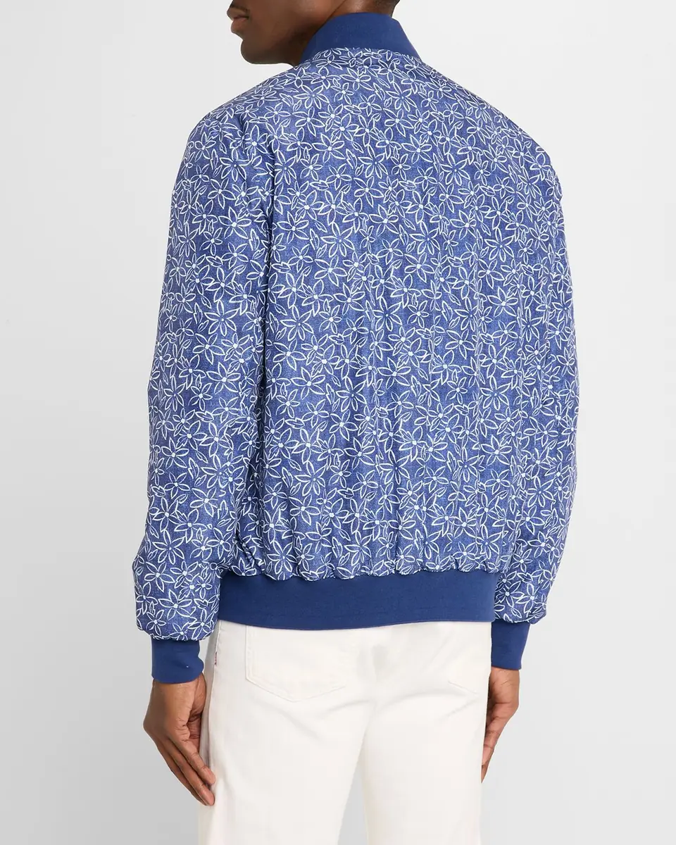 Kiton Men's Floral Print Ribbed-Trim Blouson | Thumbnail 2 Kiton Men's Floral Print Ribbed-Trim Blouson | Thumbnail 2