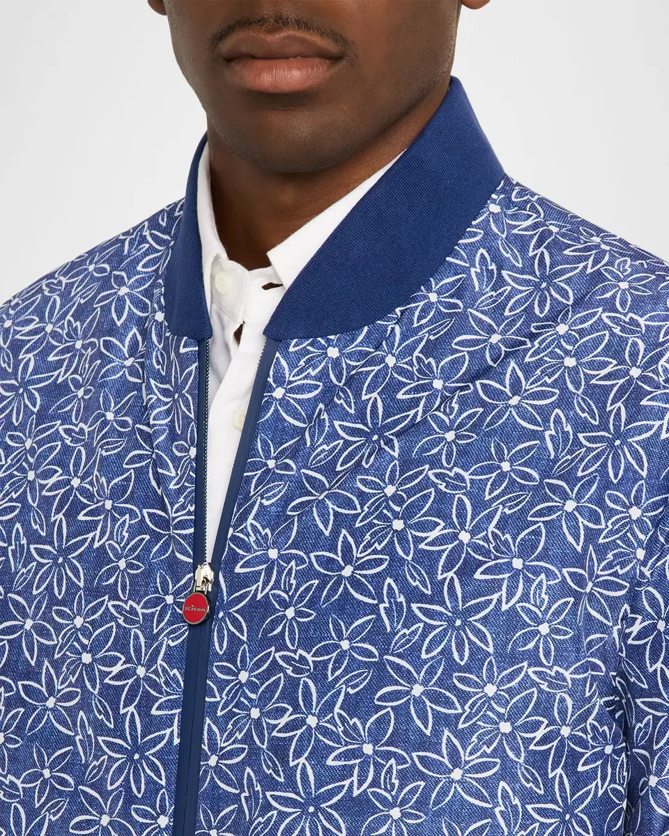 Kiton Men's Floral Print Ribbed-Trim Blouson | Thumbnail 4 Kiton Men's Floral Print Ribbed-Trim Blouson | Thumbnail 4