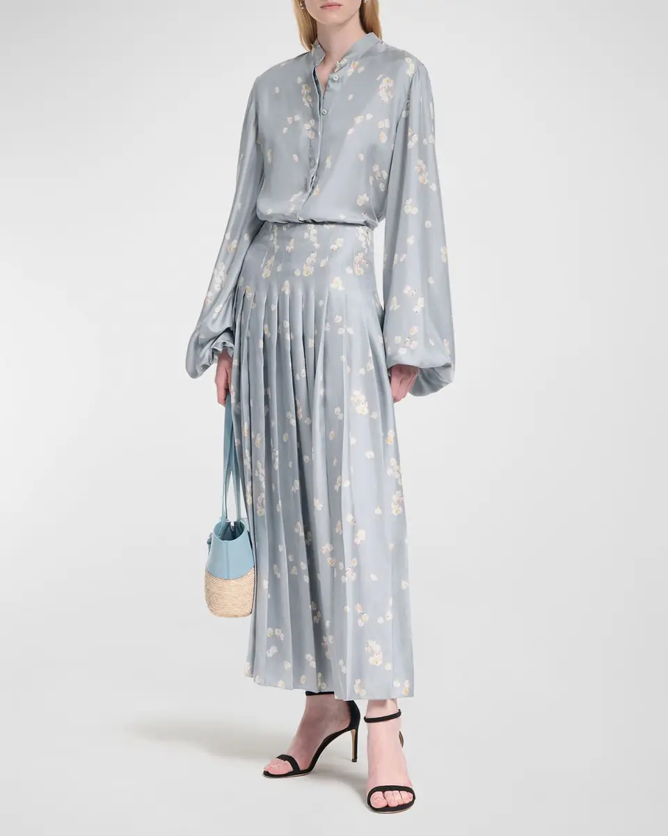 Altuzarra Monti Pleated Floral Satin Skirt | Thumbnail 2 Altuzarra Monti Pleated Floral Satin Skirt | Thumbnail 2