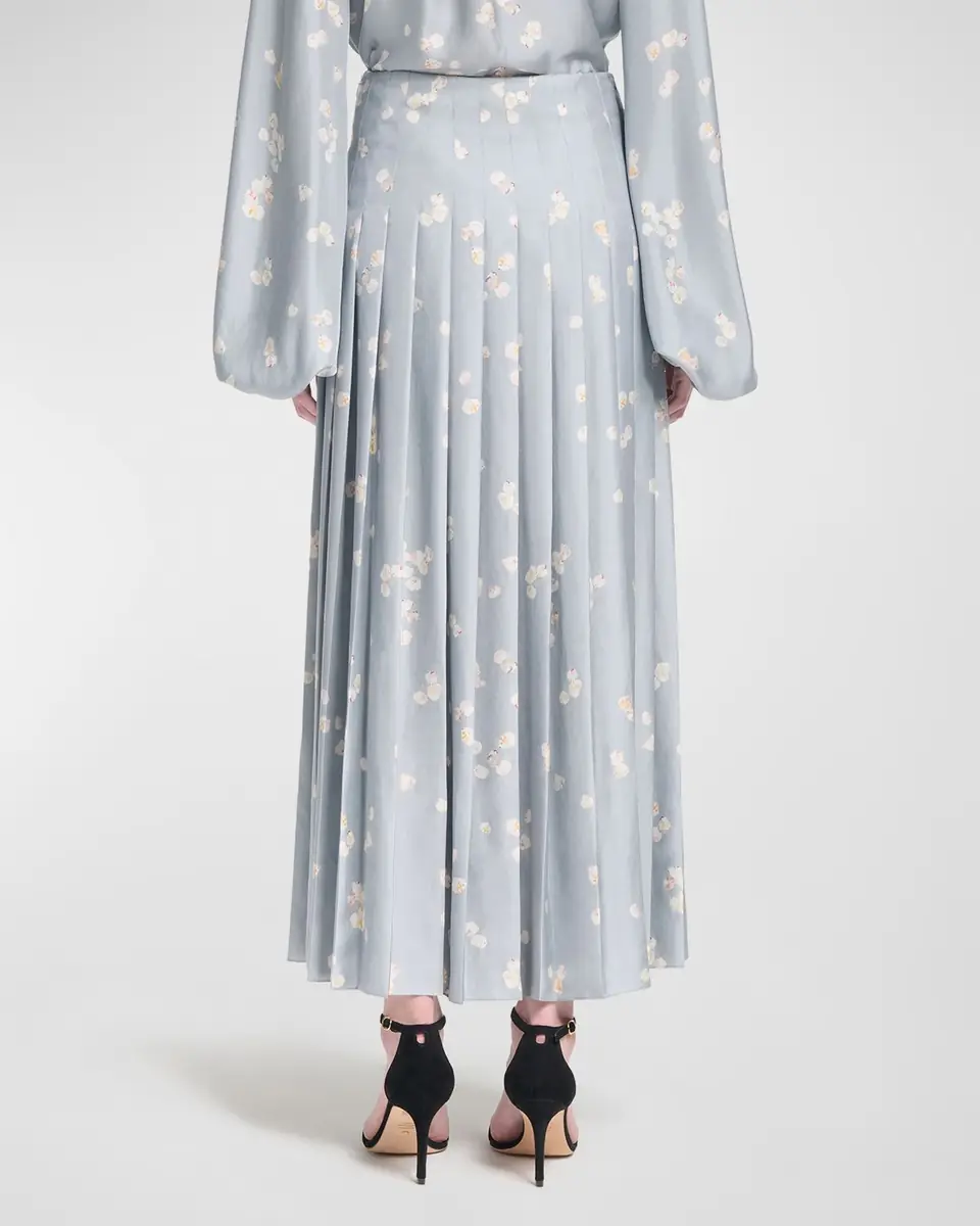 Altuzarra Monti Pleated Floral Satin Skirt | Thumbnail 3 Altuzarra Monti Pleated Floral Satin Skirt | Thumbnail 3