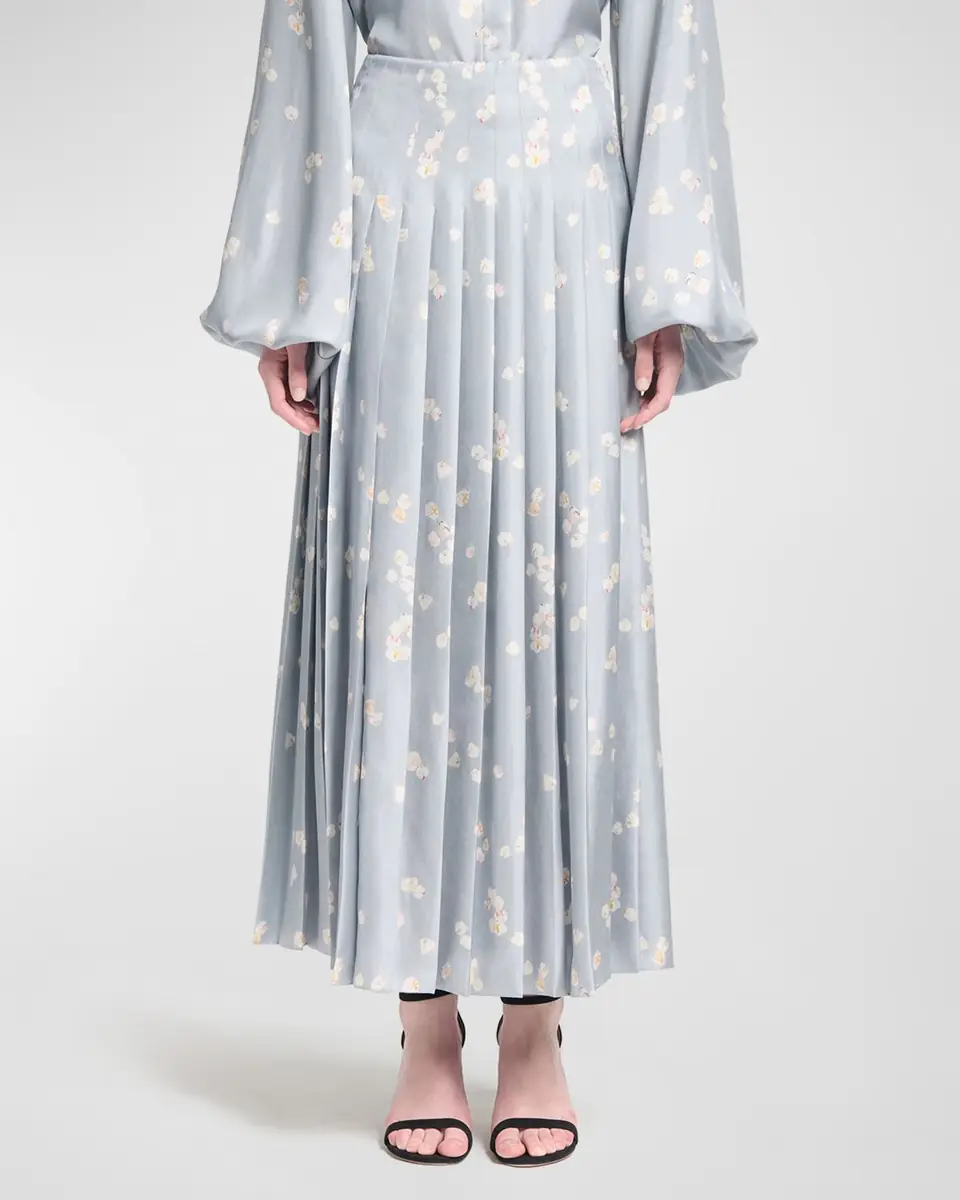 Altuzarra Monti Pleated Floral Satin Skirt | Thumbnail 4 Altuzarra Monti Pleated Floral Satin Skirt | Thumbnail 4