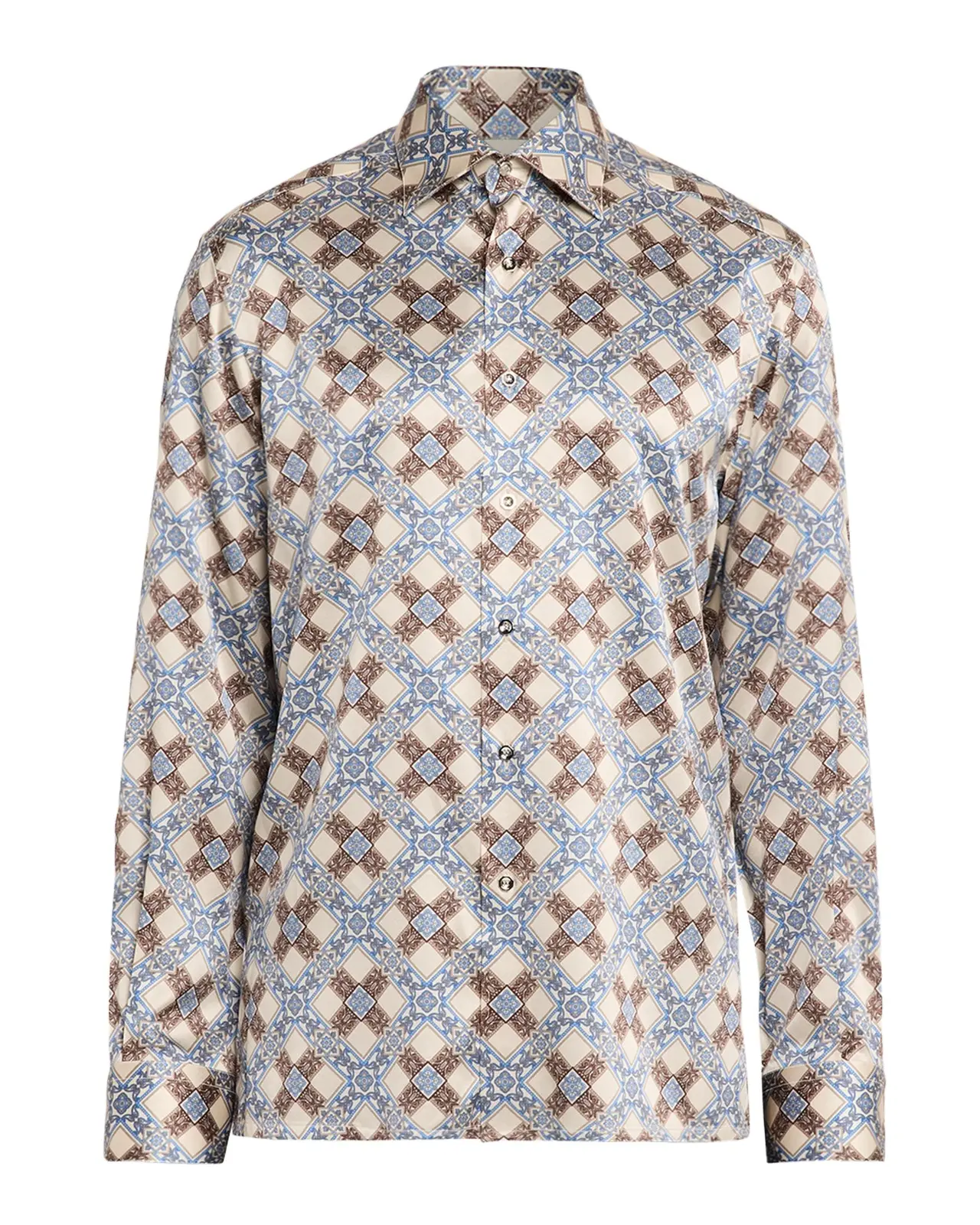 Men's Silk Geometric Cross Sport Shirt