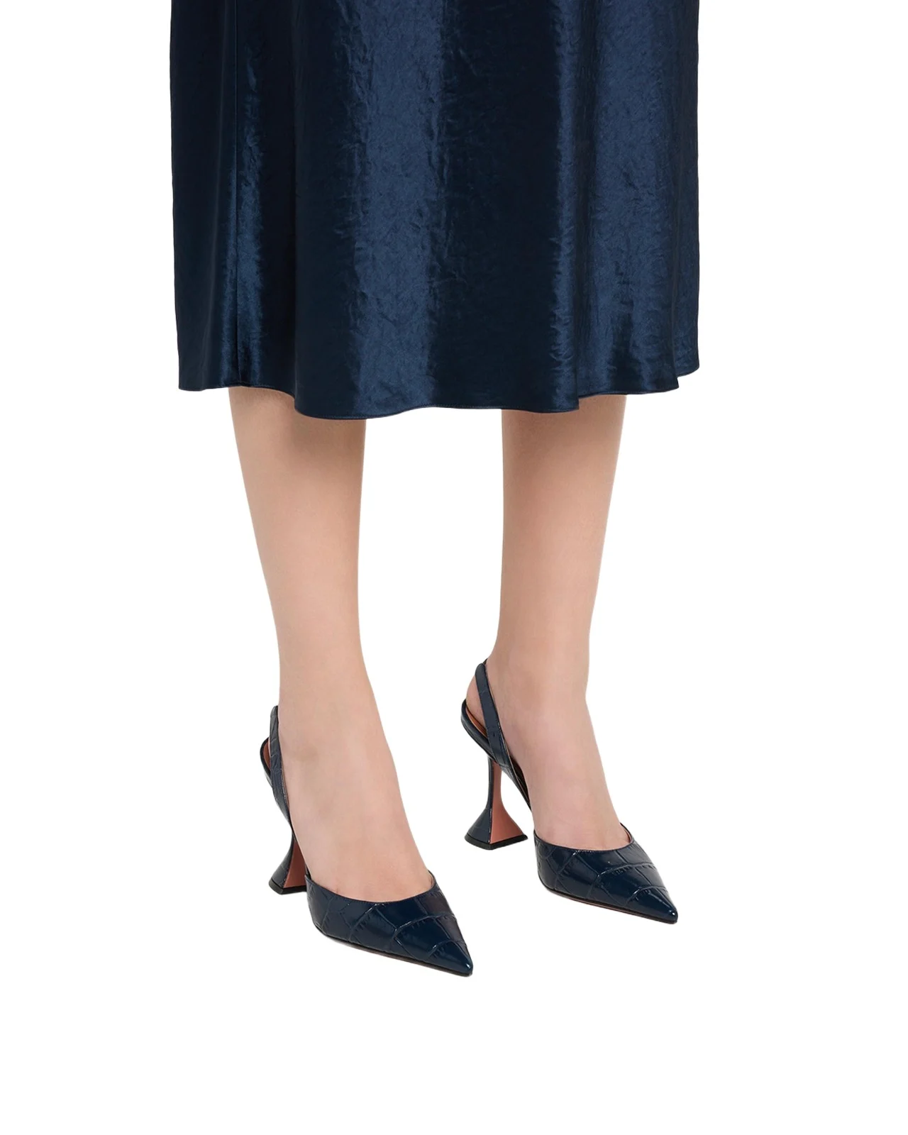95mm Holli Croc-Embossed Leather Slingback Pumps 95mm Holli Croc-Embossed Leather Slingback Pumps
