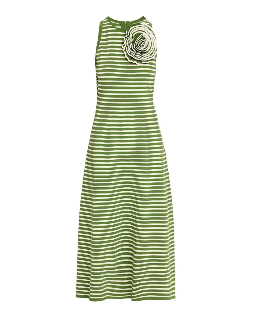 Lela Rose Rose Striped Knit Halter Ankle Dress | Image 1 Lela Rose Rose Striped Knit Halter Ankle Dress | Image 1