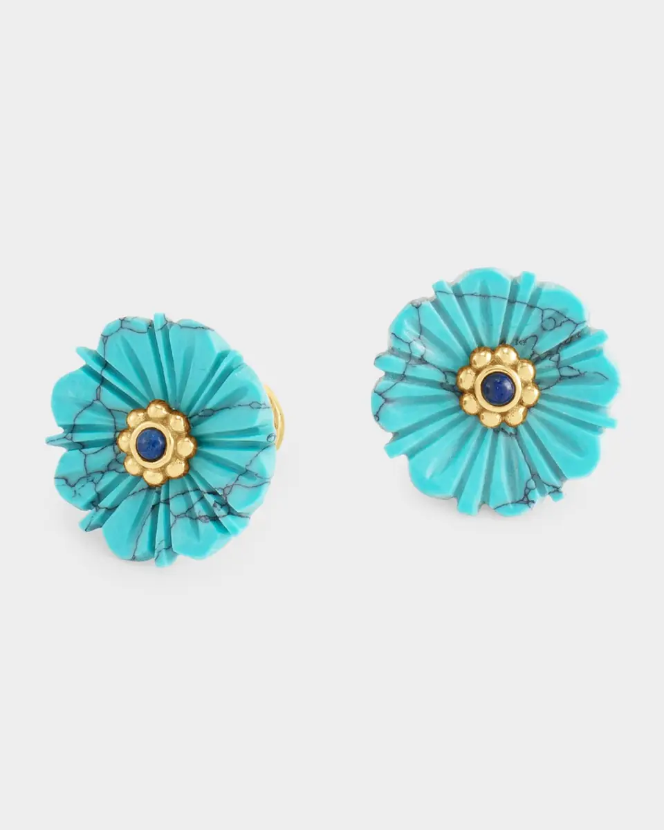Anabel Aram Jewelry Milos Carved Stone Flower Stud Earrings, Turquoise | Thumbnail 4 Anabel Aram Jewelry Milos Carved Stone Flower Stud Earrings, Turquoise | Thumbnail 4