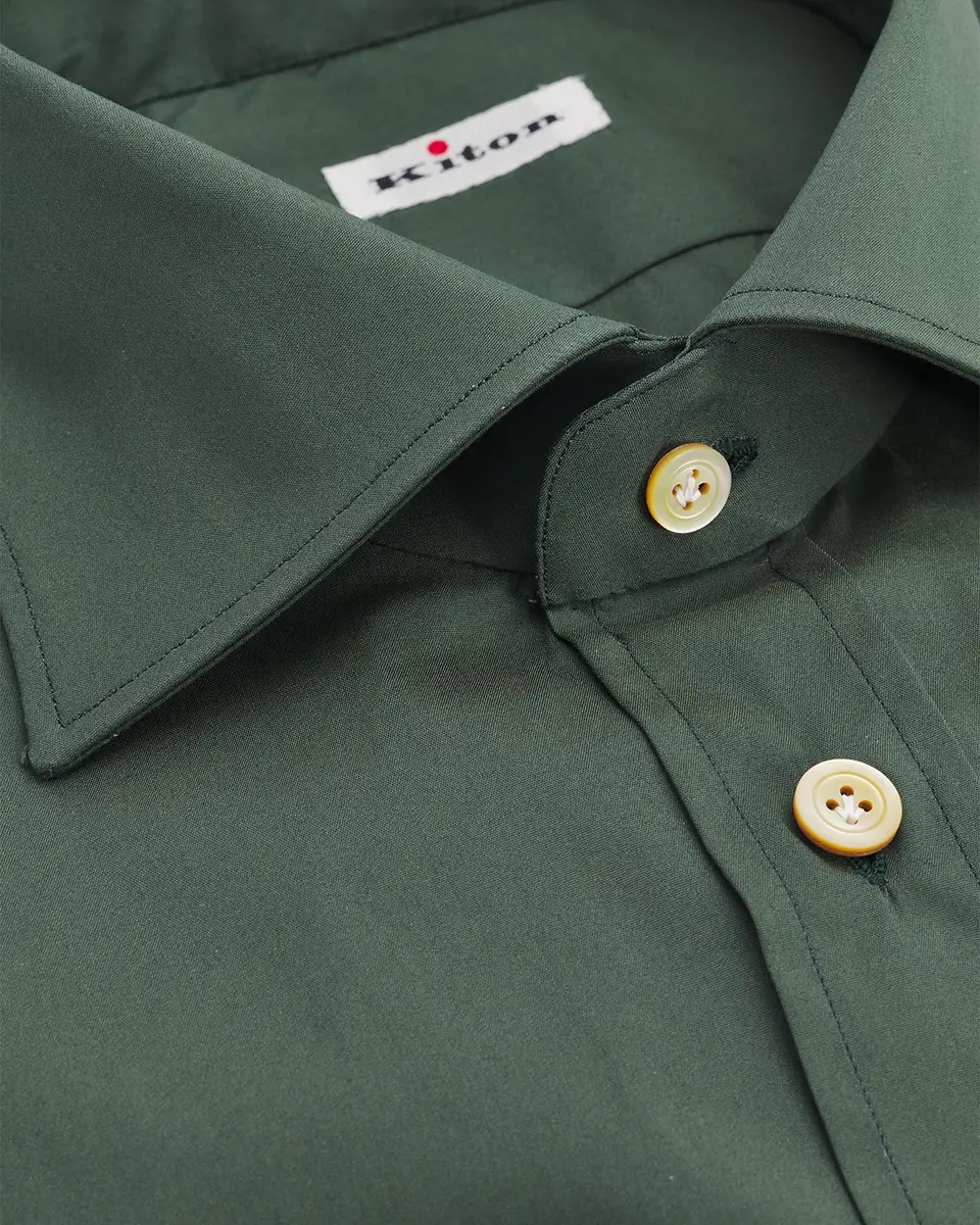 Kiton Men's Solid Cotton Dress Shirt | Thumbnail 2