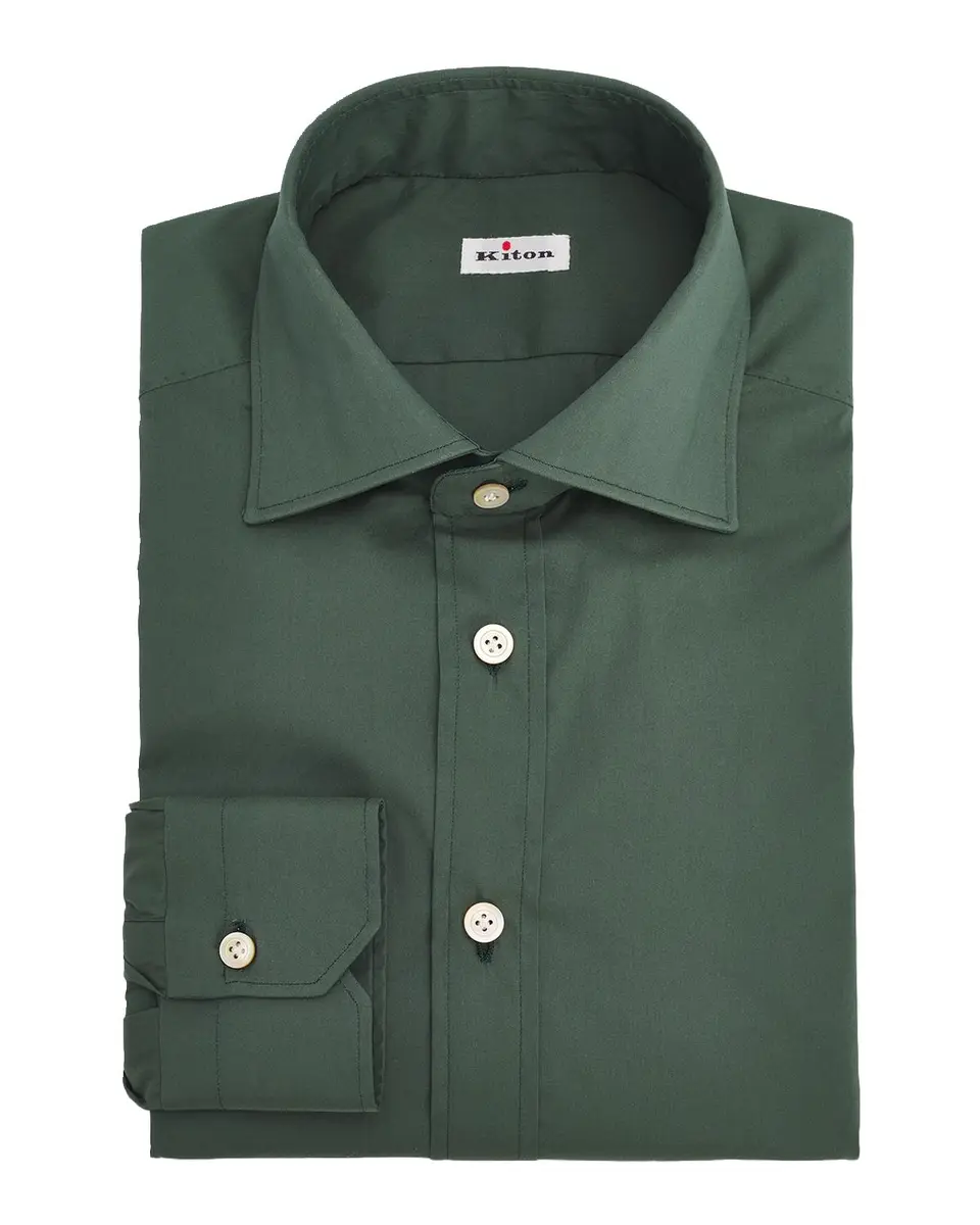 Kiton Men's Solid Cotton Dress Shirt | Thumbnail 3
