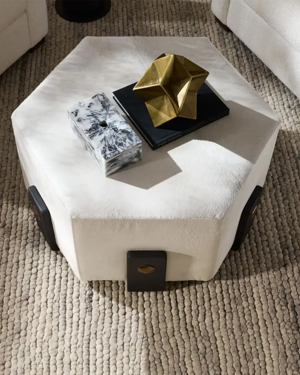 Arteriors Ivonne Hair on Hide Ottoman | Thumbnail 2 Arteriors Ivonne Hair on Hide Ottoman | Thumbnail 2