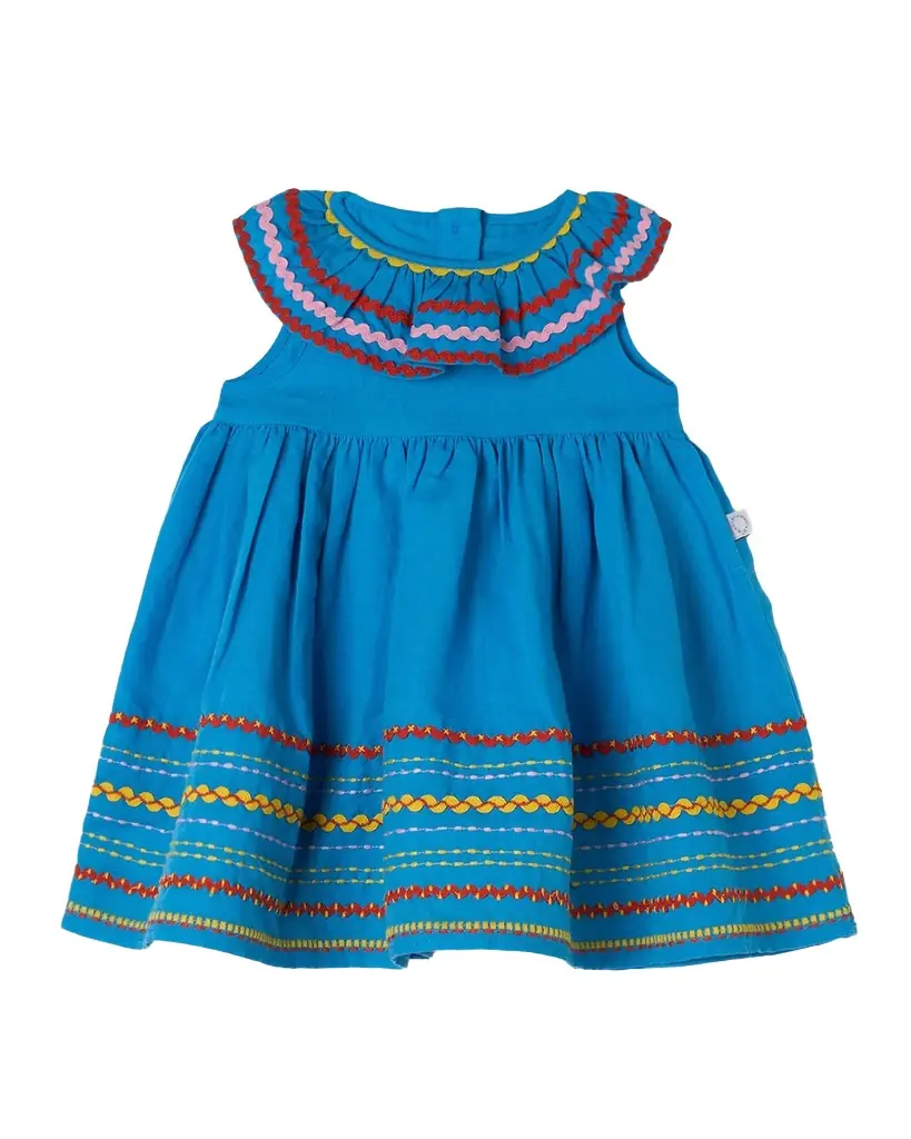 Stella McCartney Kids Girl 's Sleeveless Embroidered Linen & Cotton Dress, Size 6M-3 | Image 1 Stella McCartney Kids Girl 's Sleeveless Embroidered Linen & Cotton Dress, Size 6M-3 | Image 1