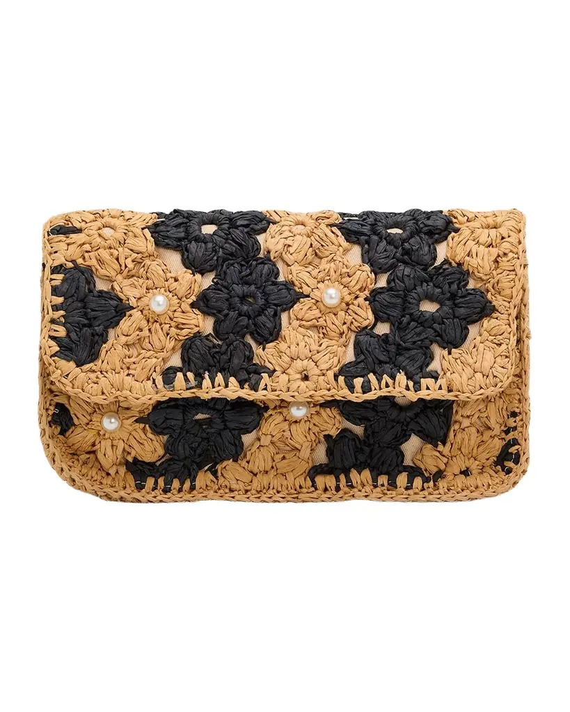BTB Los Angeles Shiloh Floral Raffia Crossbody Bag | Image 1 BTB Los Angeles Shiloh Floral Raffia Crossbody Bag | Image 1