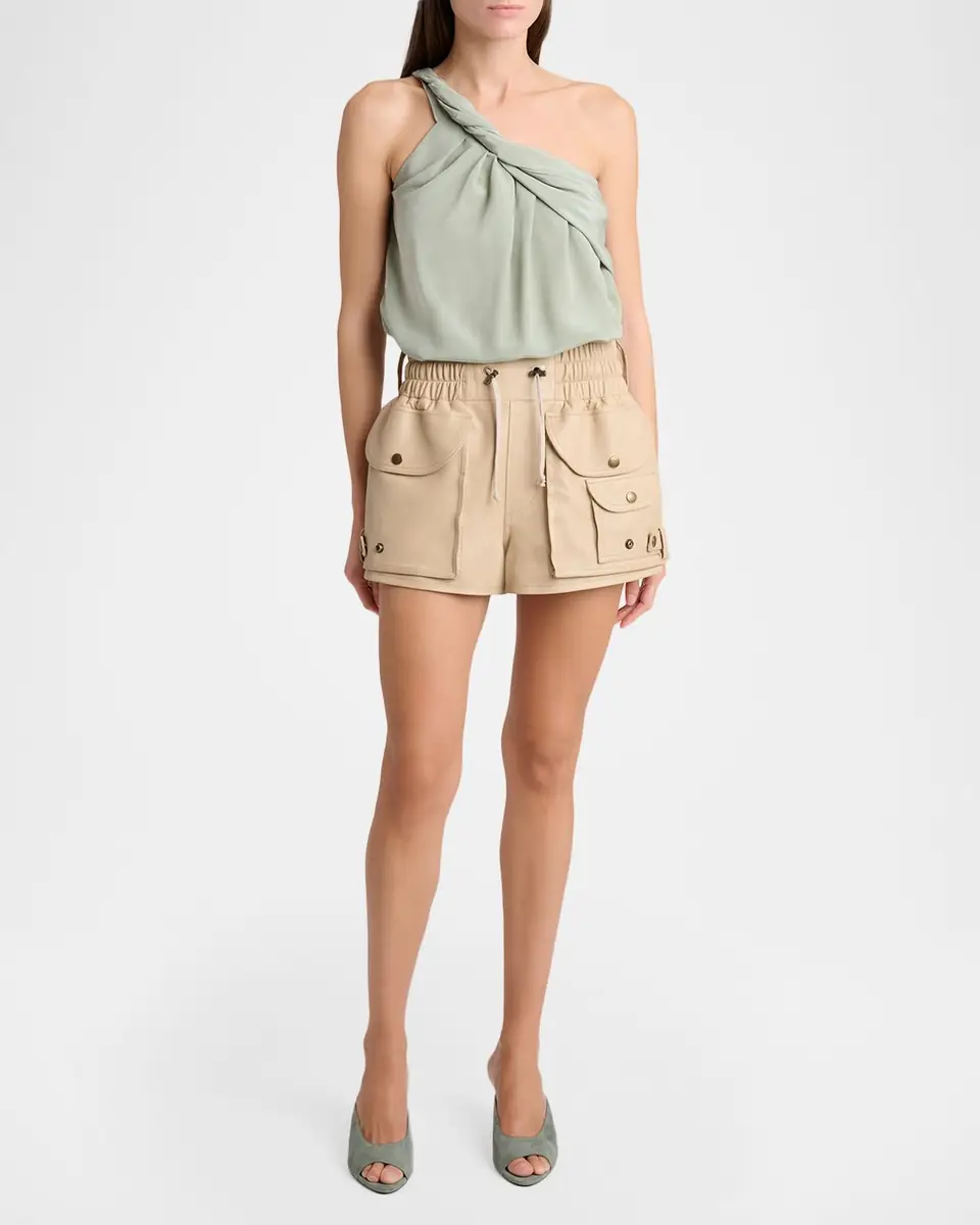 Balmain One-Shoulder Twisted Silk Crepe Top | Thumbnail 2