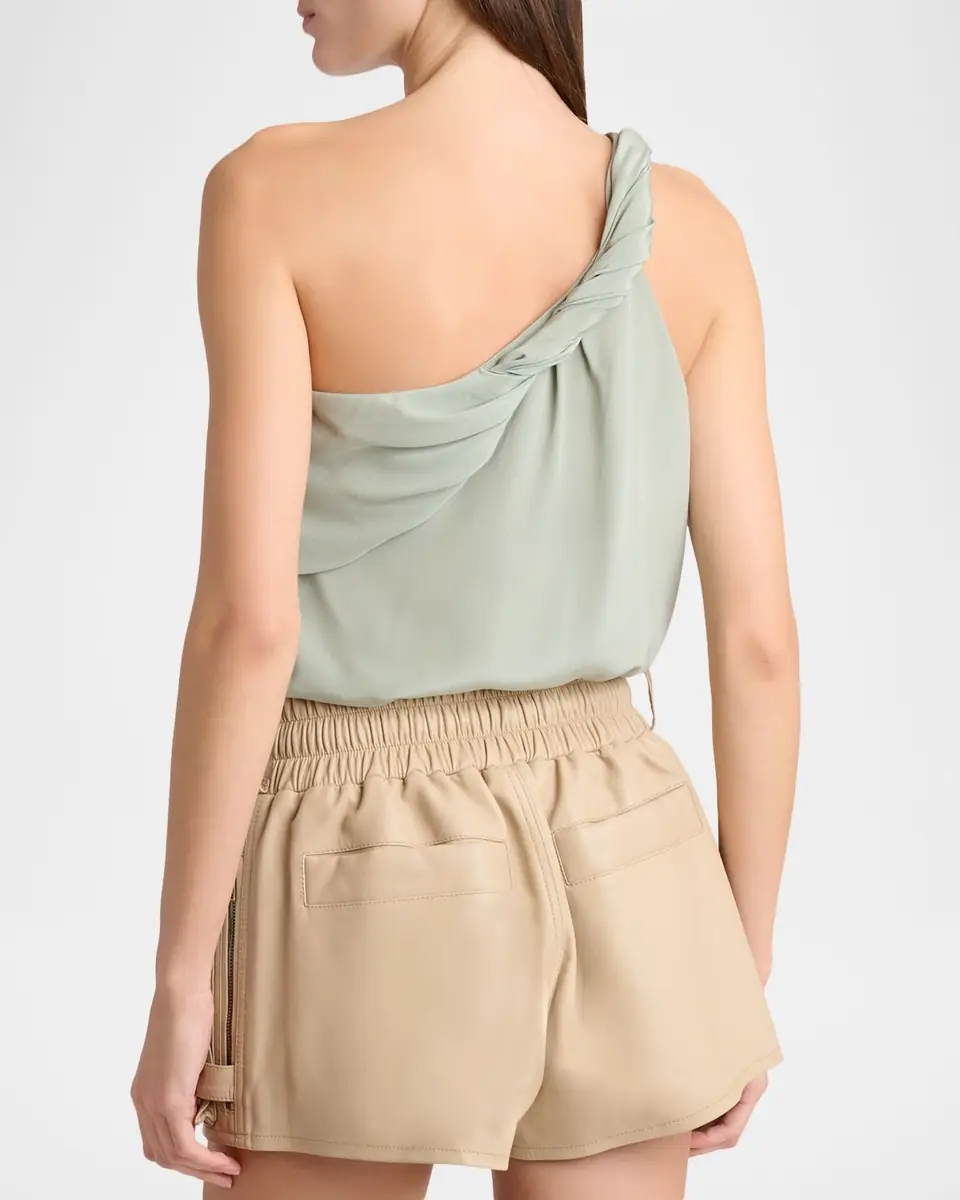 Balmain One-Shoulder Twisted Silk Crepe Top | Thumbnail 3