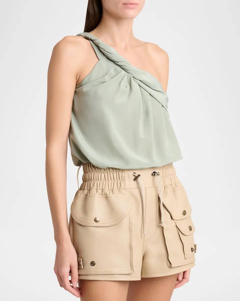 Balmain One-Shoulder Twisted Silk Crepe Top | Thumbnail 4