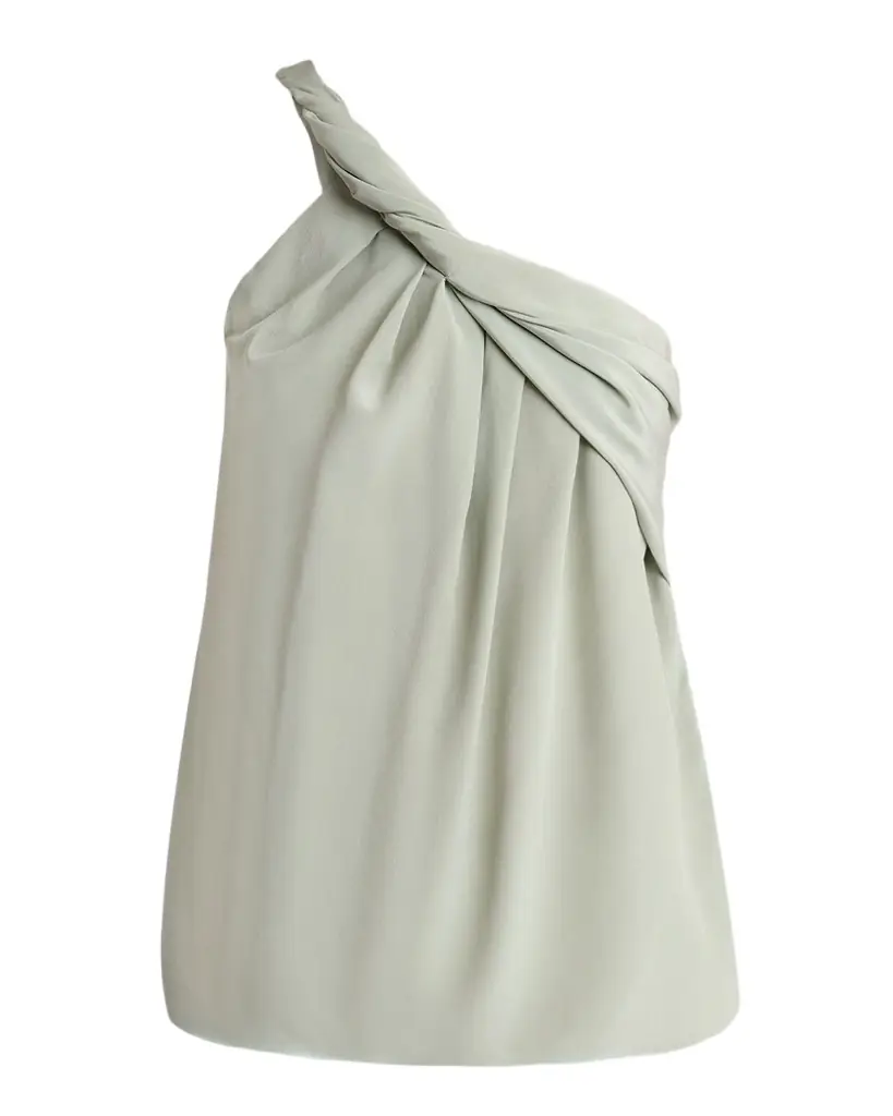 Balmain One-Shoulder Twisted Silk Crepe Top | Image 1 Balmain One-Shoulder Twisted Silk Crepe Top | Image 1
