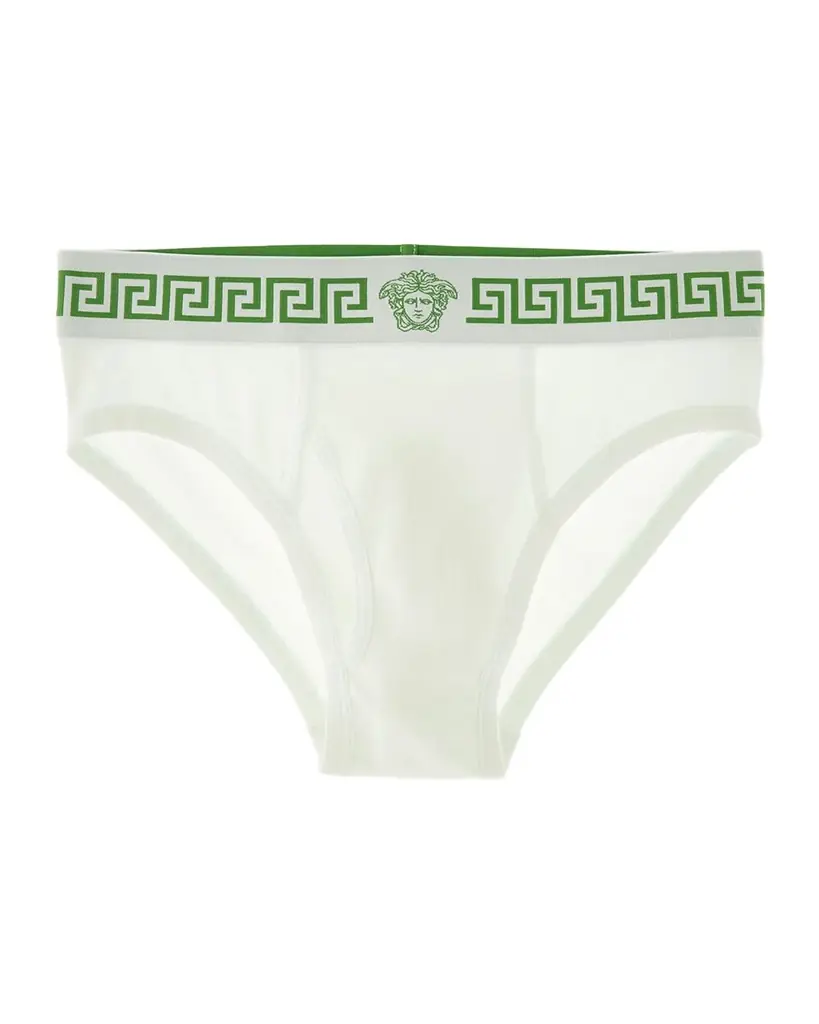 Versace Men 's Medusa La Greca Cotton-Rib Briefs | Image 1 Versace Men 's Medusa La Greca Cotton-Rib Briefs | Image 1