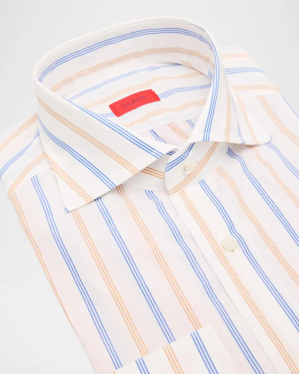 Isaia Men's Variegated Stripe Cotton Dress Shirt | Thumbnail 2 Isaia Men's Variegated Stripe Cotton Dress Shirt | Thumbnail 2