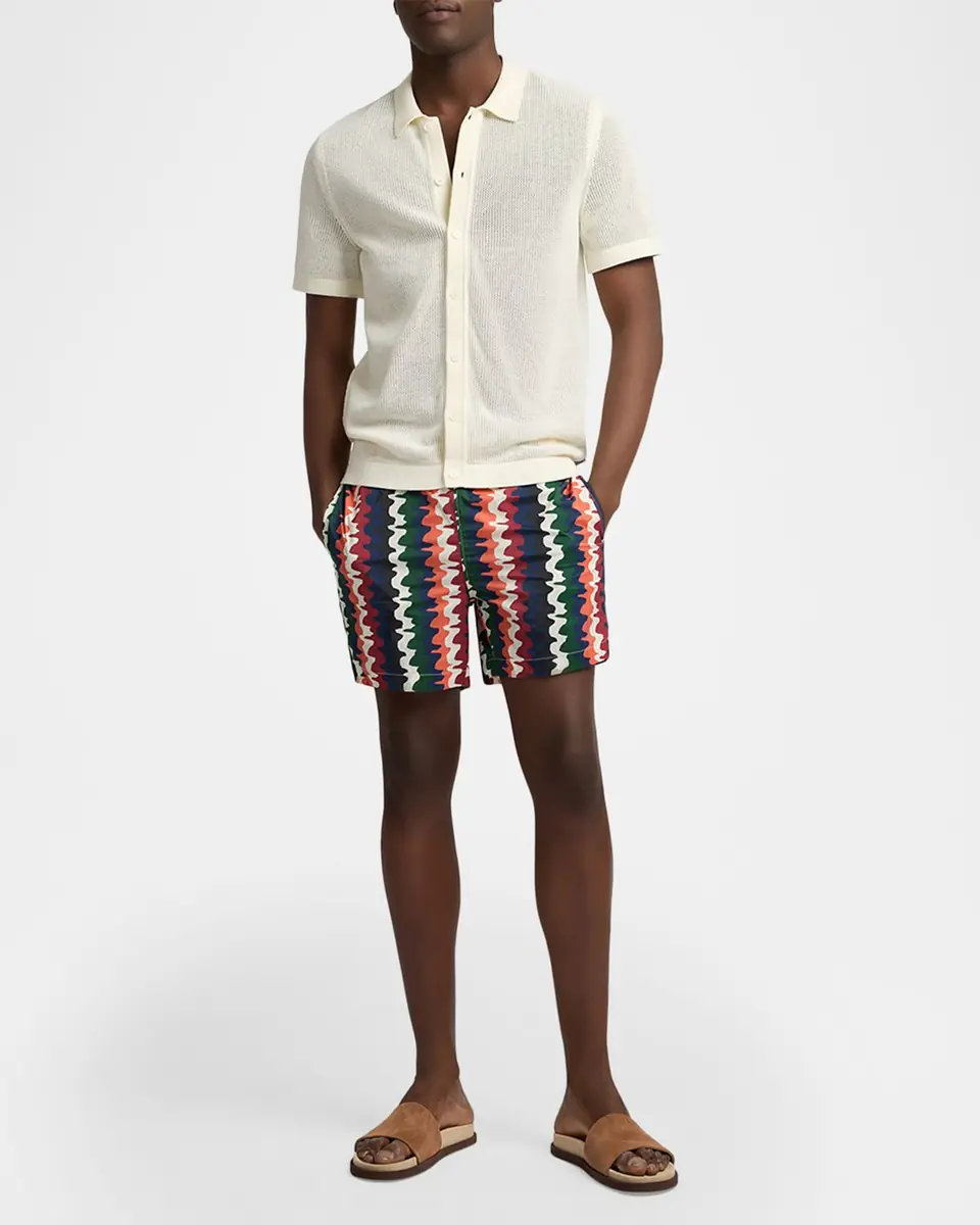 Onia Men's Charles 5" Inseam Abstract Stripe Swim Trunks | Thumbnail 2 Onia Men's Charles 5" Inseam Abstract Stripe Swim Trunks | Thumbnail 2