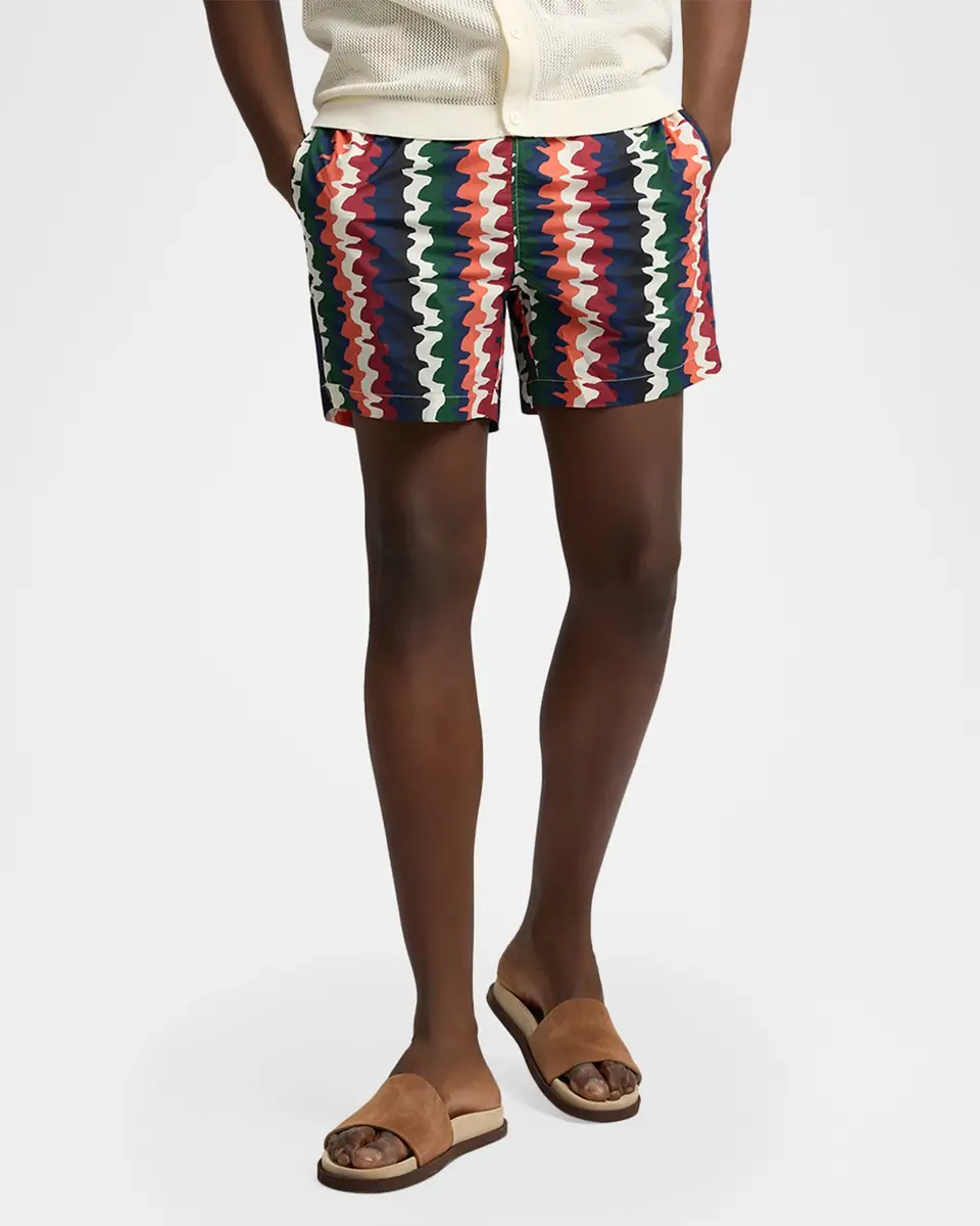 Onia Men's Charles 5" Inseam Abstract Stripe Swim Trunks | Thumbnail 4 Onia Men's Charles 5" Inseam Abstract Stripe Swim Trunks | Thumbnail 4