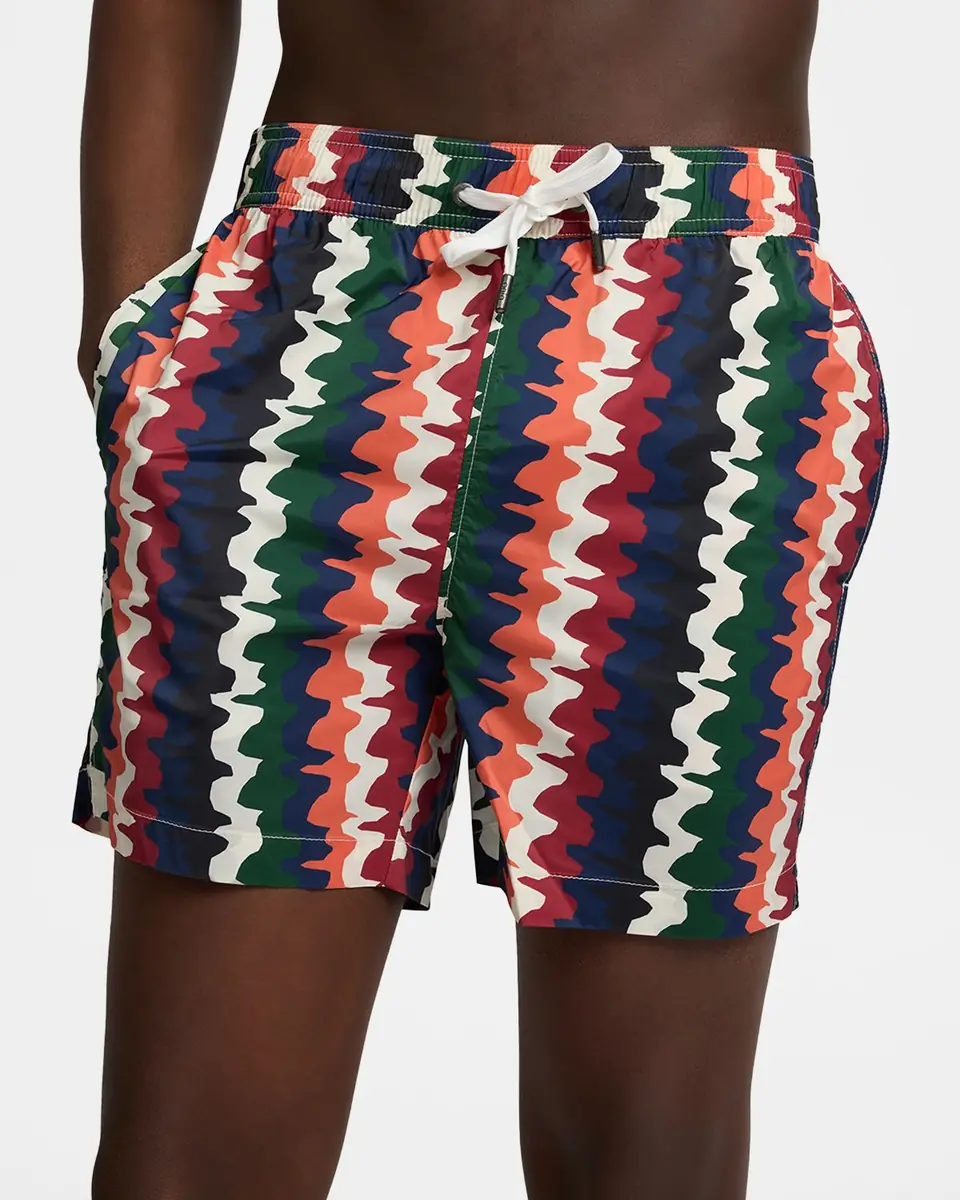 Onia Men's Charles 5" Inseam Abstract Stripe Swim Trunks | Thumbnail 5 Onia Men's Charles 5" Inseam Abstract Stripe Swim Trunks | Thumbnail 5