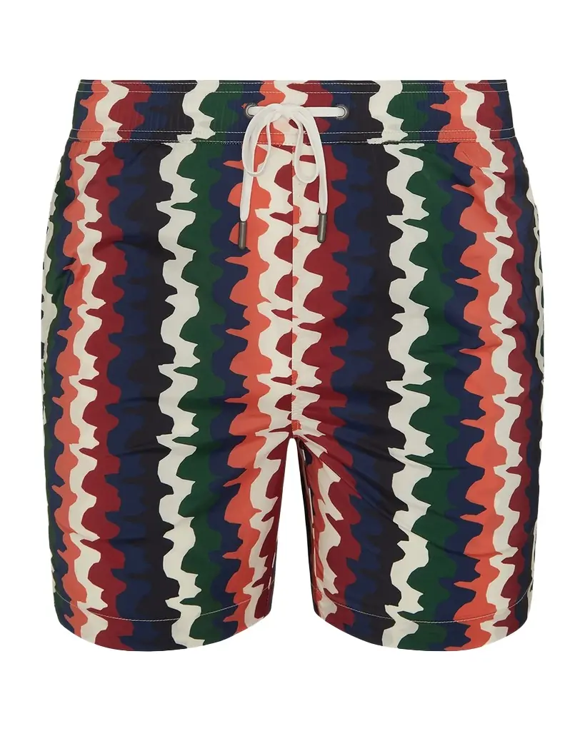 Onia Men 's Charles 5" Inseam Abstract Stripe Swim Trunks | Image 1 Onia Men 's Charles 5" Inseam Abstract Stripe Swim Trunks | Image 1