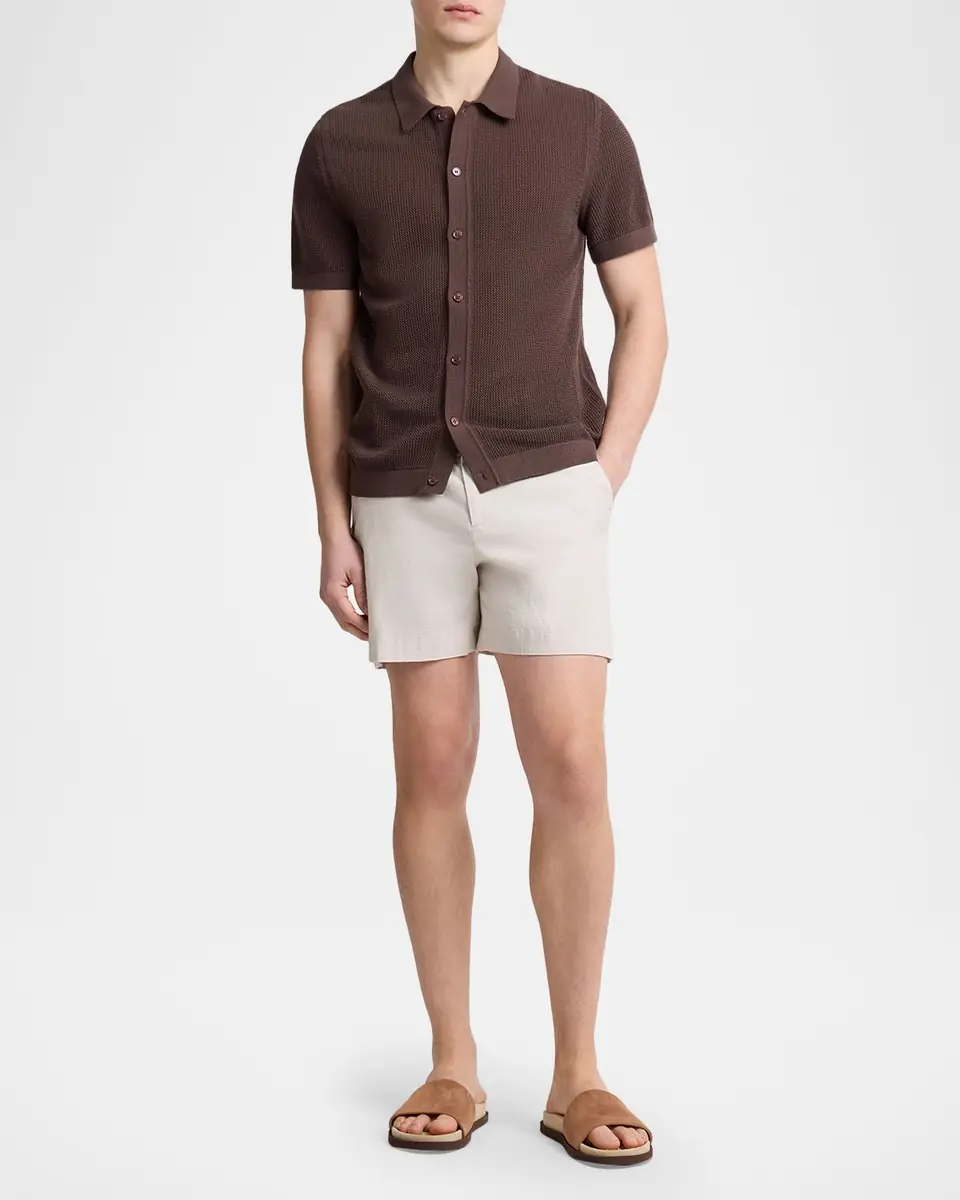 Onia Men's Cotton Crochet Knit Short-Sleeve Shirt | Thumbnail 2 Onia Men's Cotton Crochet Knit Short-Sleeve Shirt | Thumbnail 2