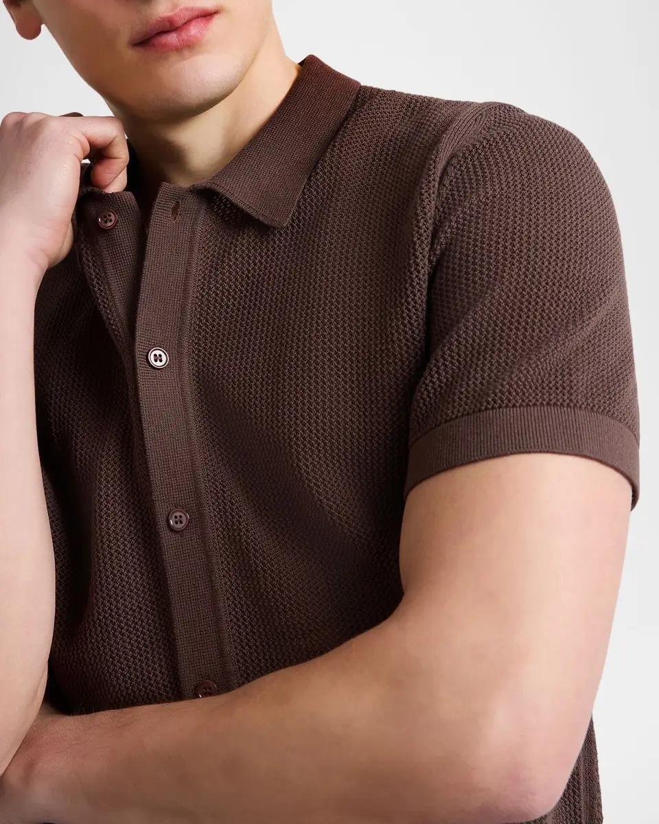 Onia Men's Cotton Crochet Knit Short-Sleeve Shirt | Thumbnail 5 Onia Men's Cotton Crochet Knit Short-Sleeve Shirt | Thumbnail 5