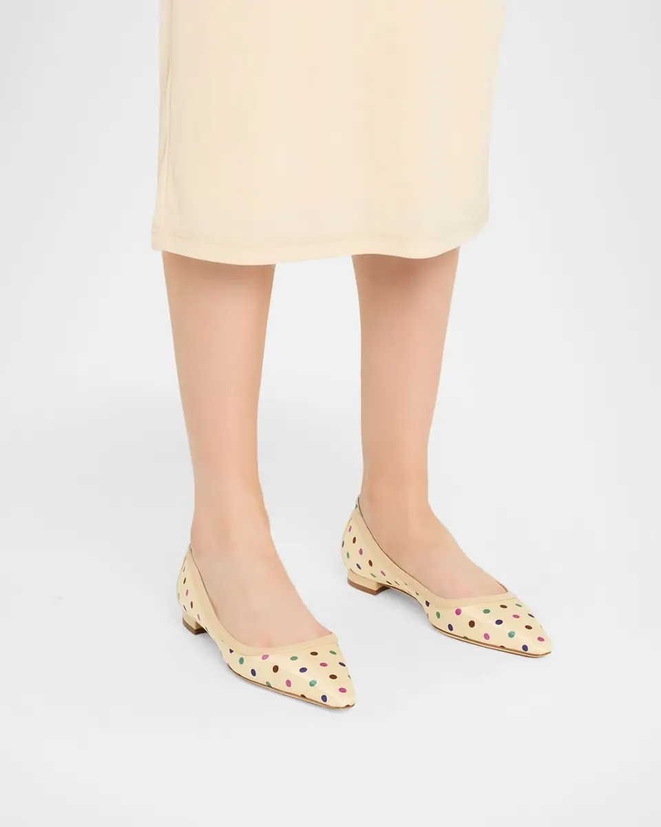 Manolo Blahnik Filotas Polka-Dot Twill Ballerina Flats | Thumbnail 2
