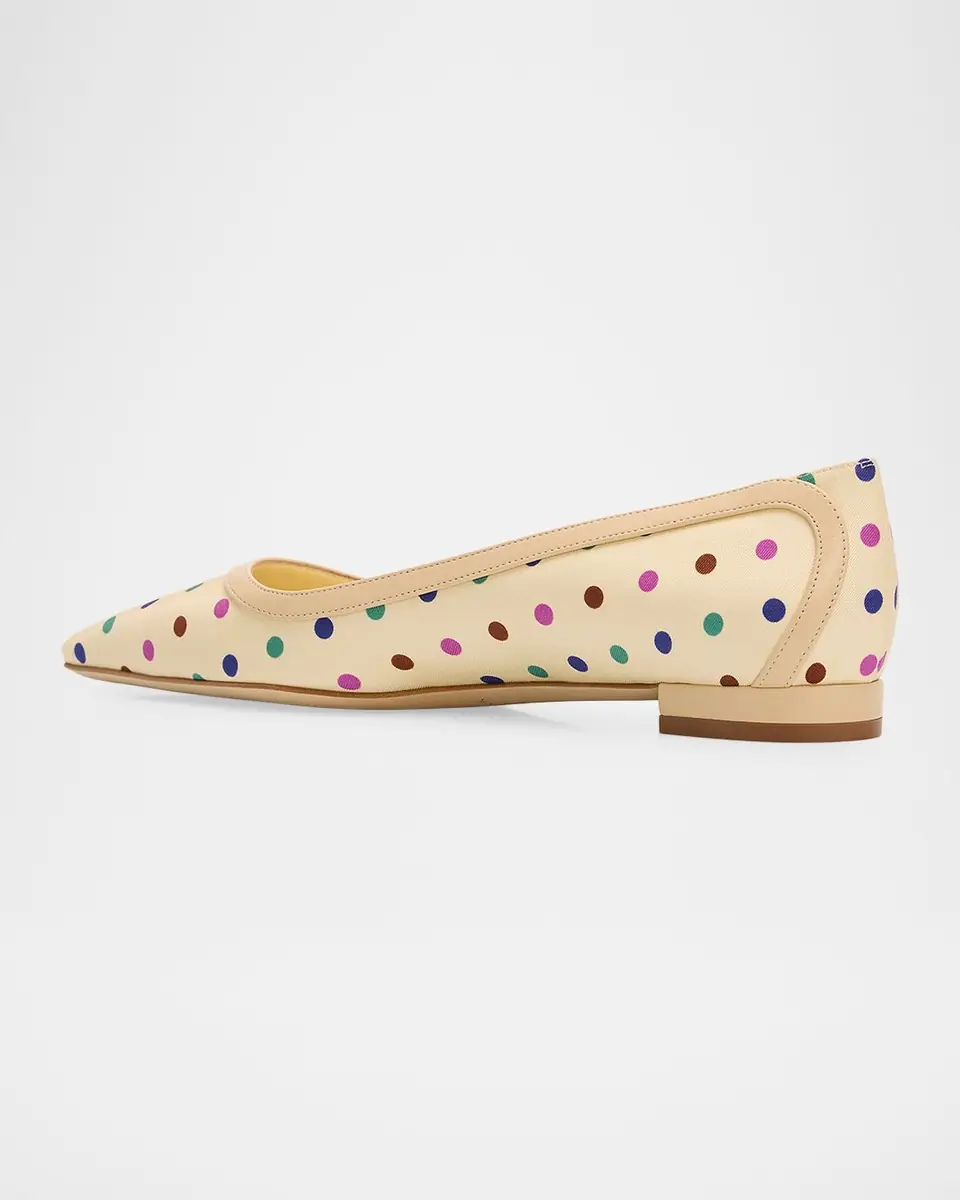 Manolo Blahnik Filotas Polka-Dot Twill Ballerina Flats | Thumbnail 4
