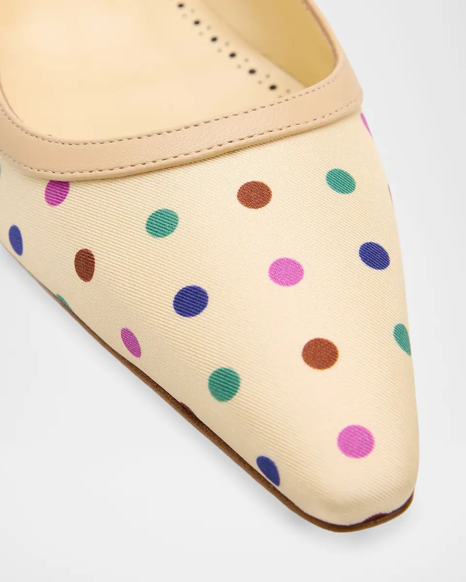 Manolo Blahnik Filotas Polka-Dot Twill Ballerina Flats | Thumbnail 5