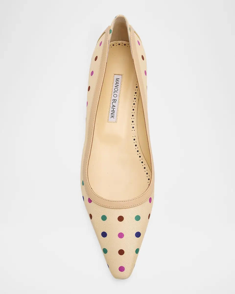 Manolo Blahnik Filotas Polka-Dot Twill Ballerina Flats | Thumbnail 6