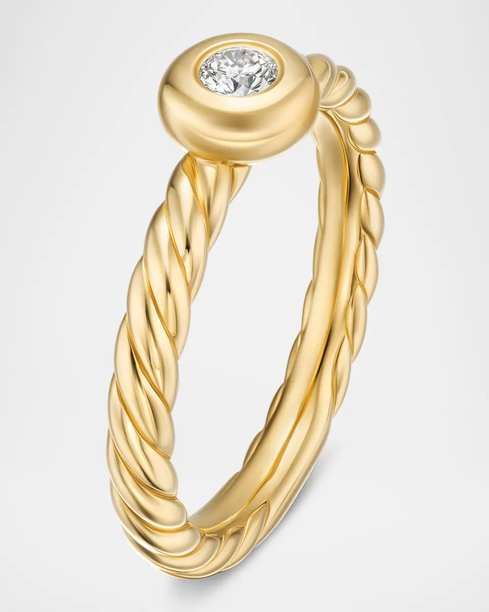 David Yurman Petite Cable Ring with Diamond in 18K Gold | Thumbnail 2
